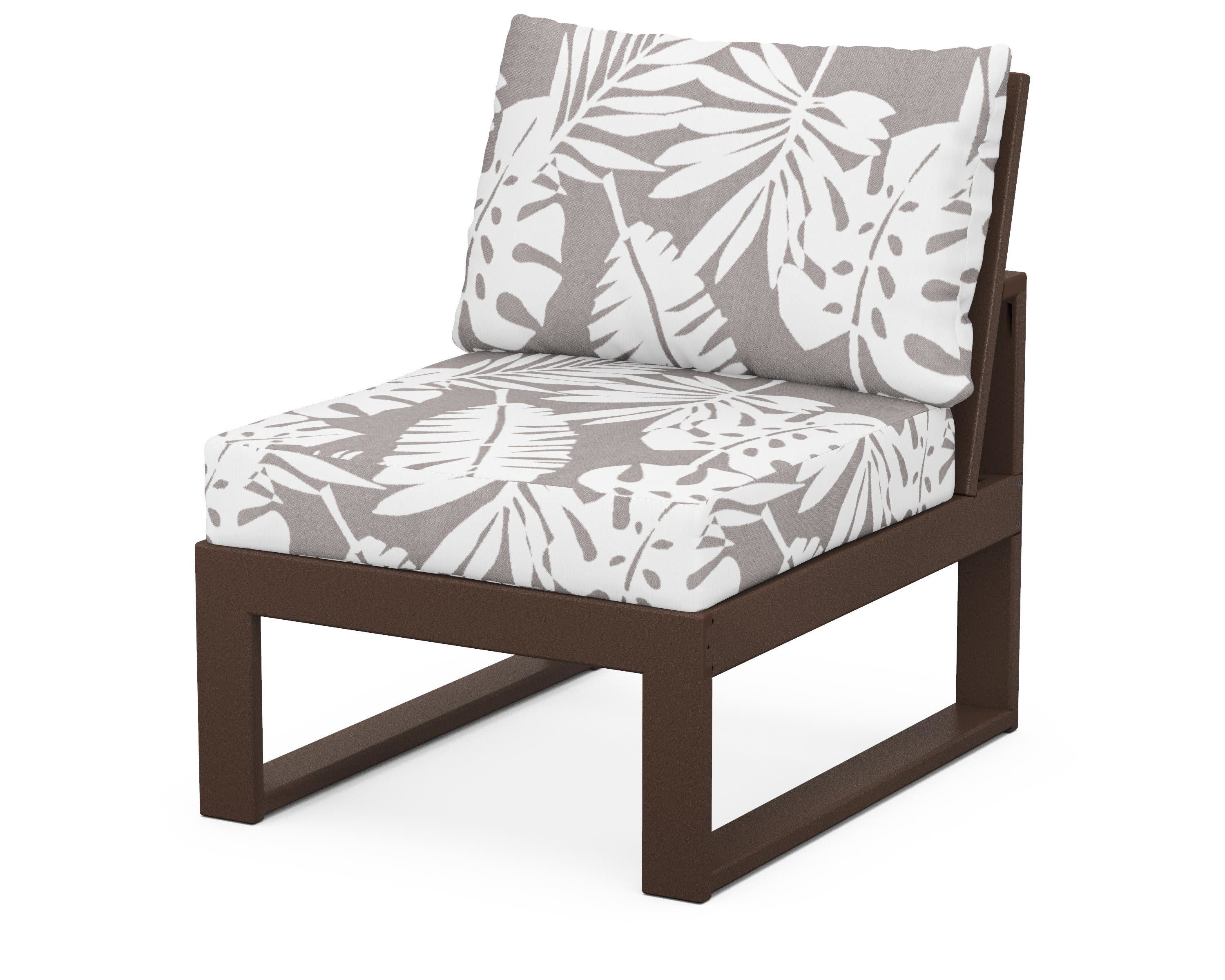 Modular Armless Chair in Mahogany / Leaf Grey Mist