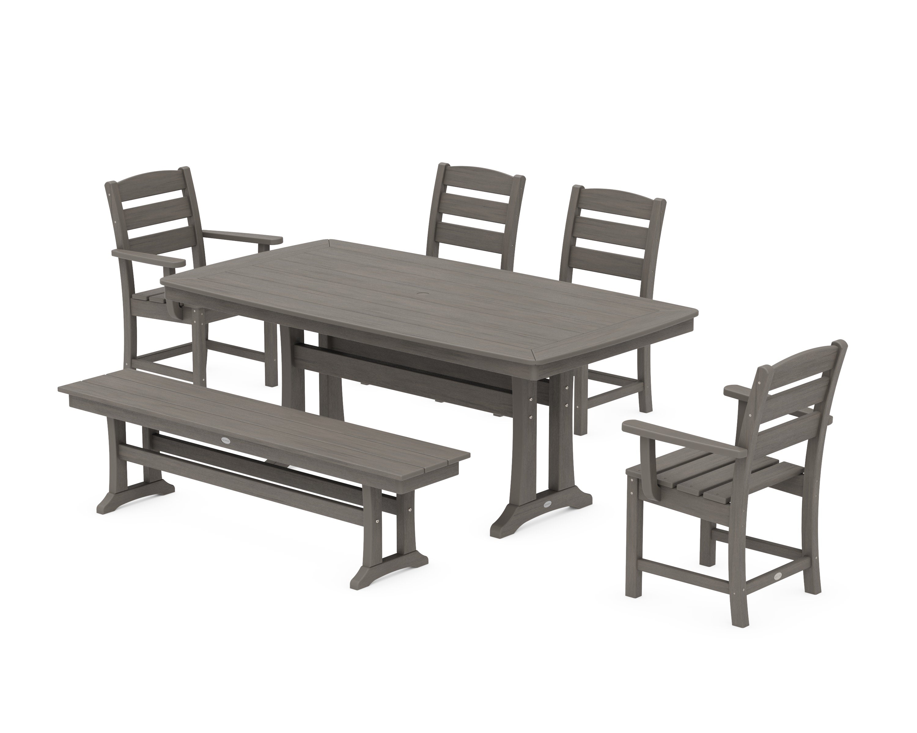 Lakeside 6-Piece Dining Set with Trestle Legs in Driftwood