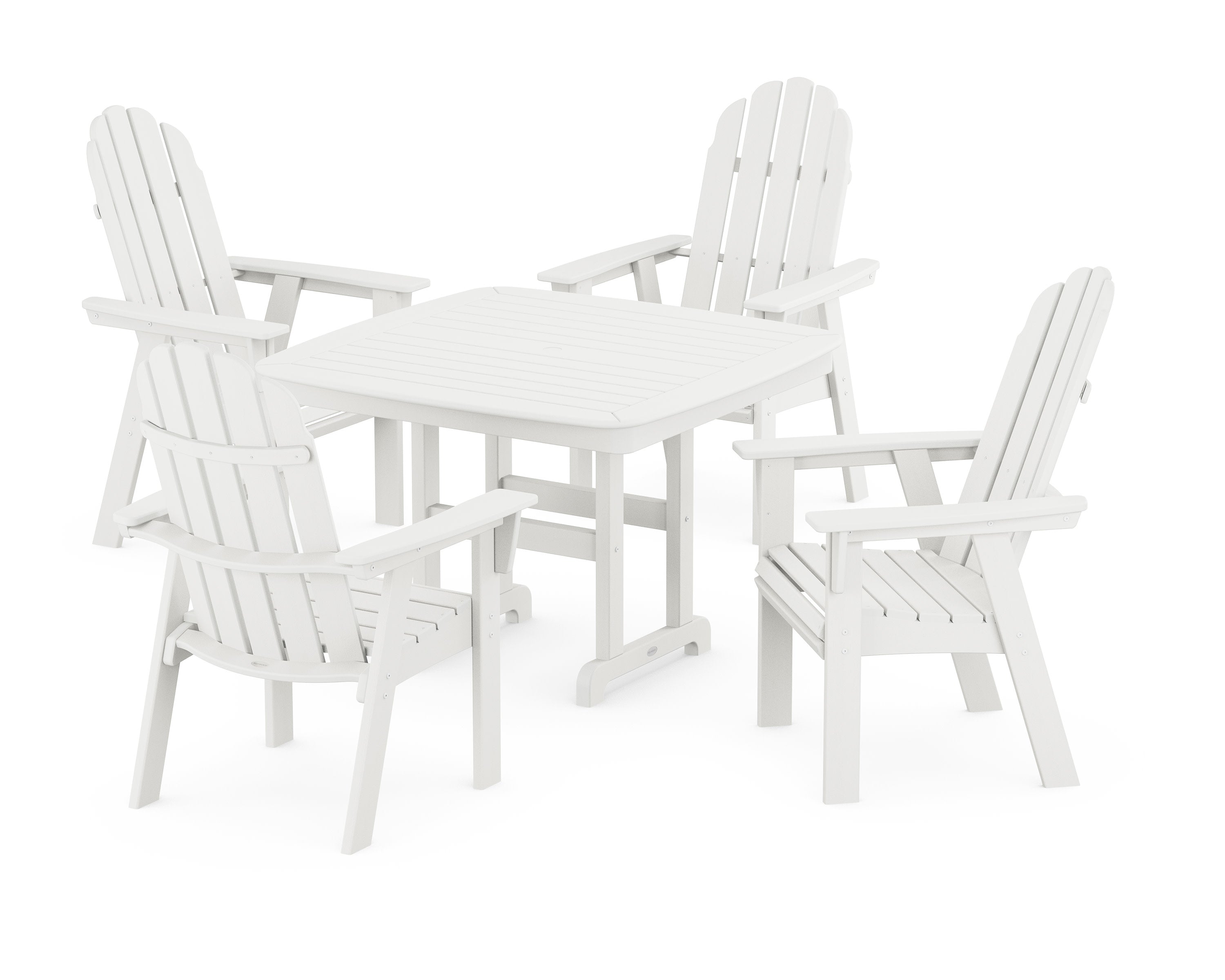 Vineyard Curveback Adirondack 5-Piece Dining Set in Vintage White