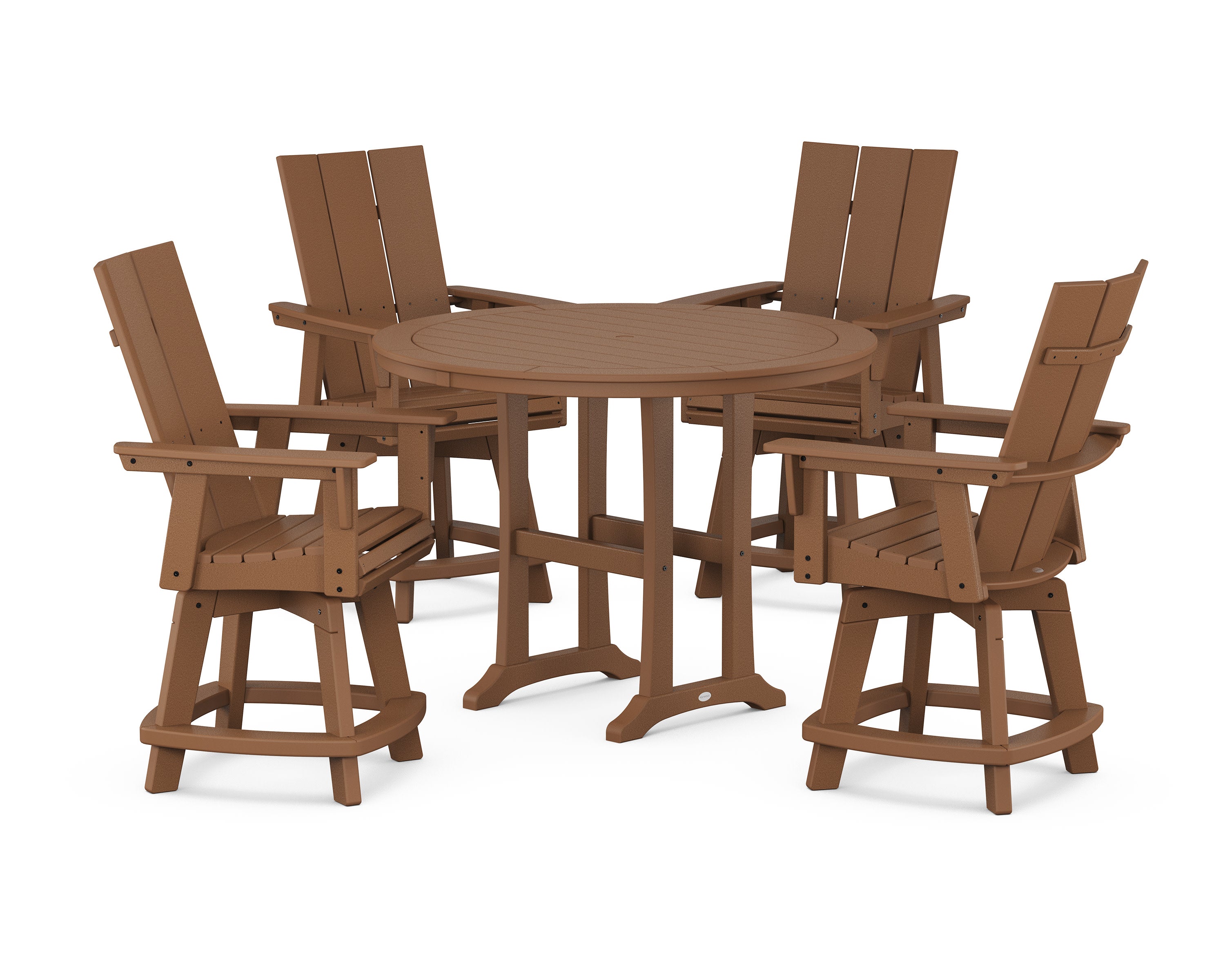 5-Piece Modern Swivel Counter Set in Teak