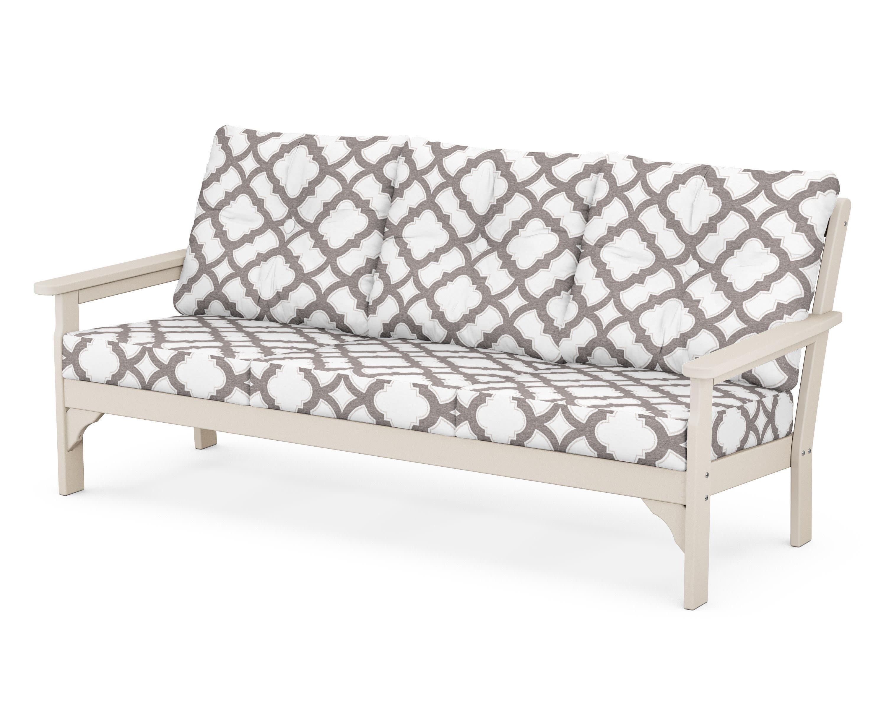 Vineyard Deep Seating Sofa in Sand / Trellis Grey Mist