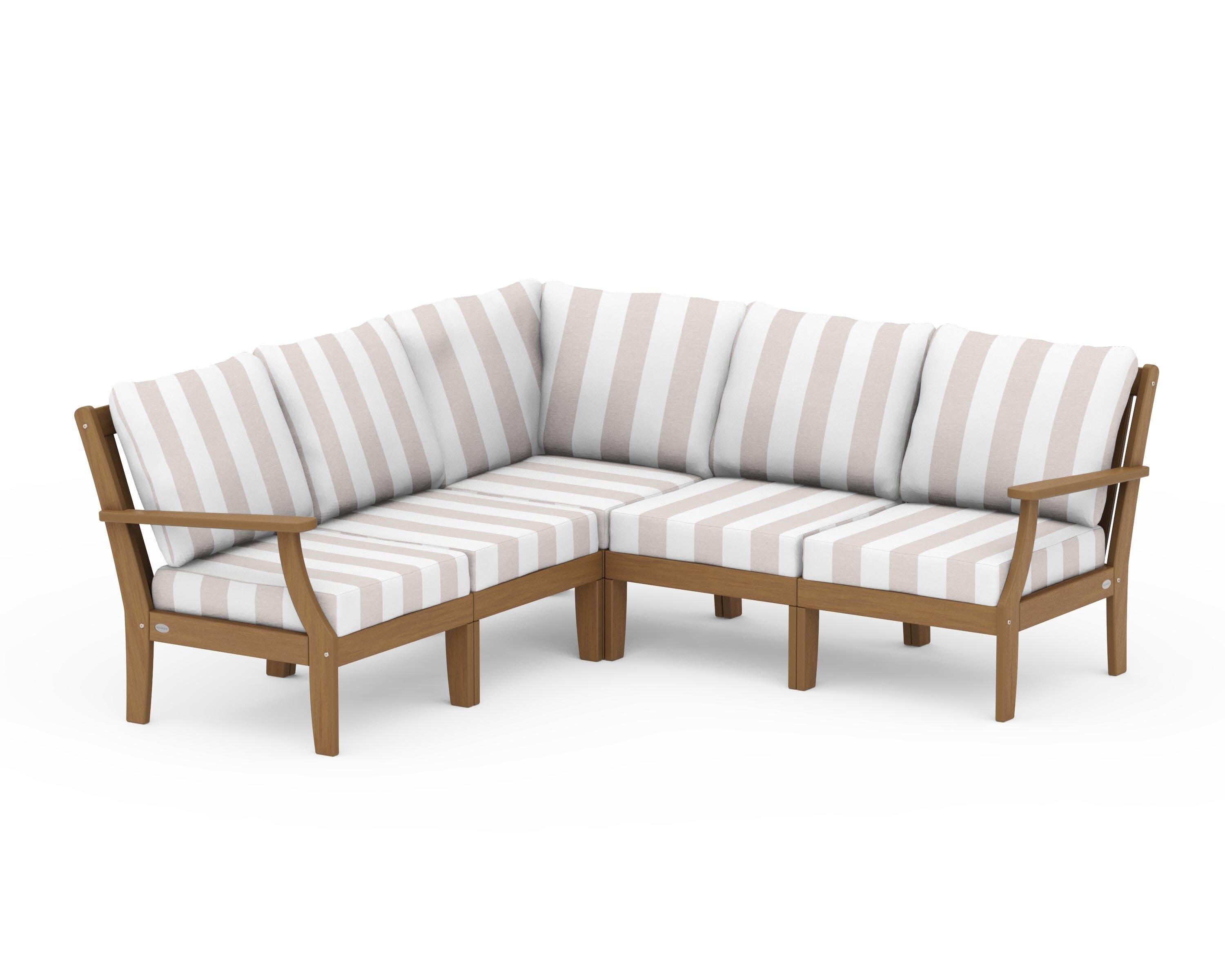 Braxton Modular 5-Piece Deep Seating Set in Natural / Cabana Stripe Dune Burlap