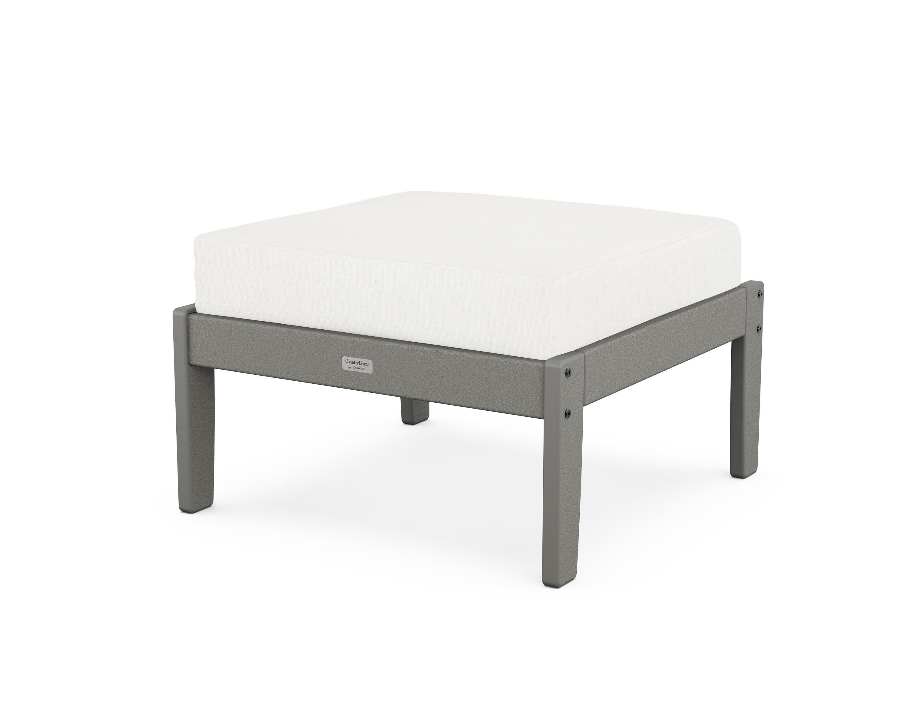 Cottage Deep Seating Ottoman in Slate Grey / Natural Linen