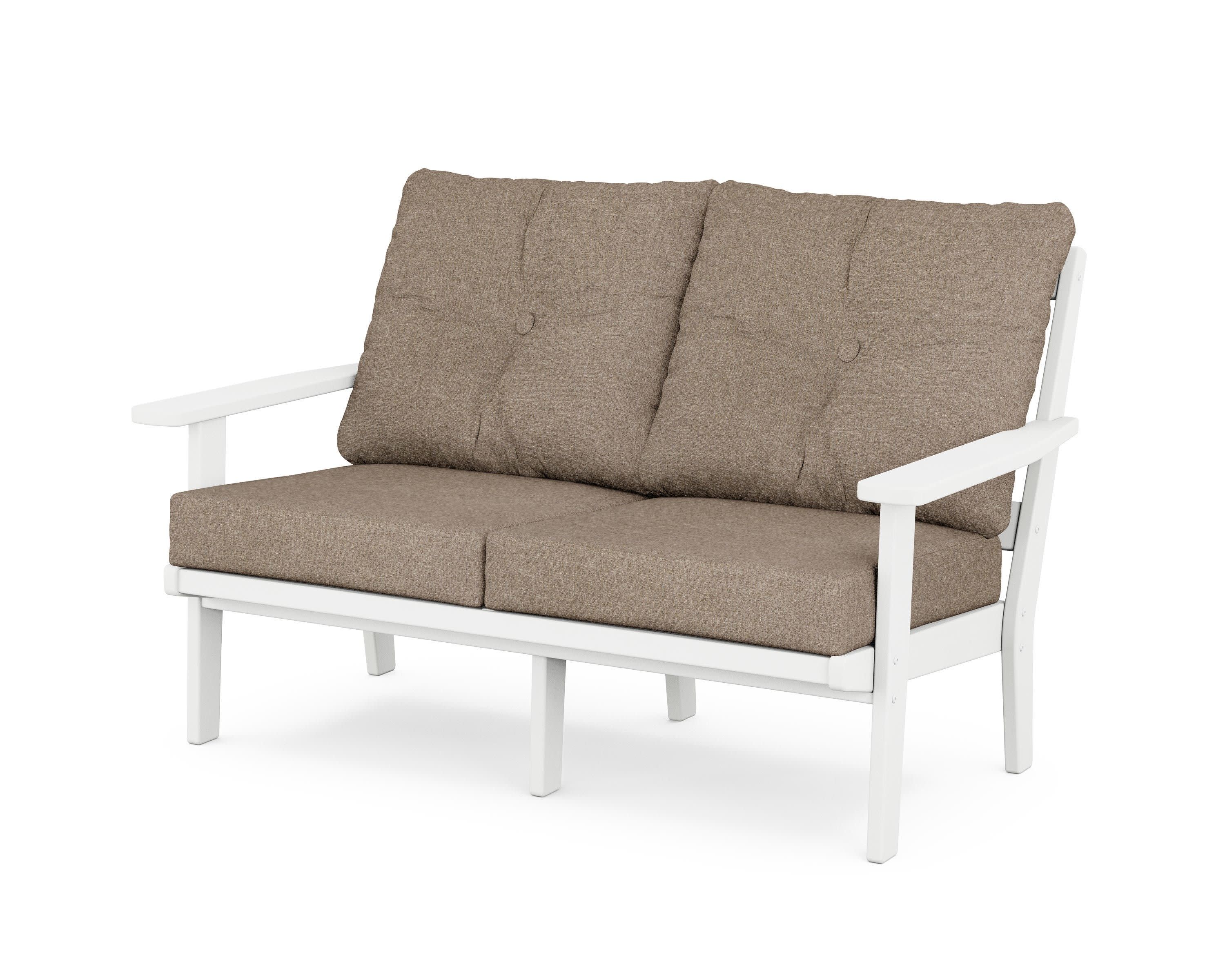 Oxford Deep SeatingLoveseat in White / Spiced Burlap