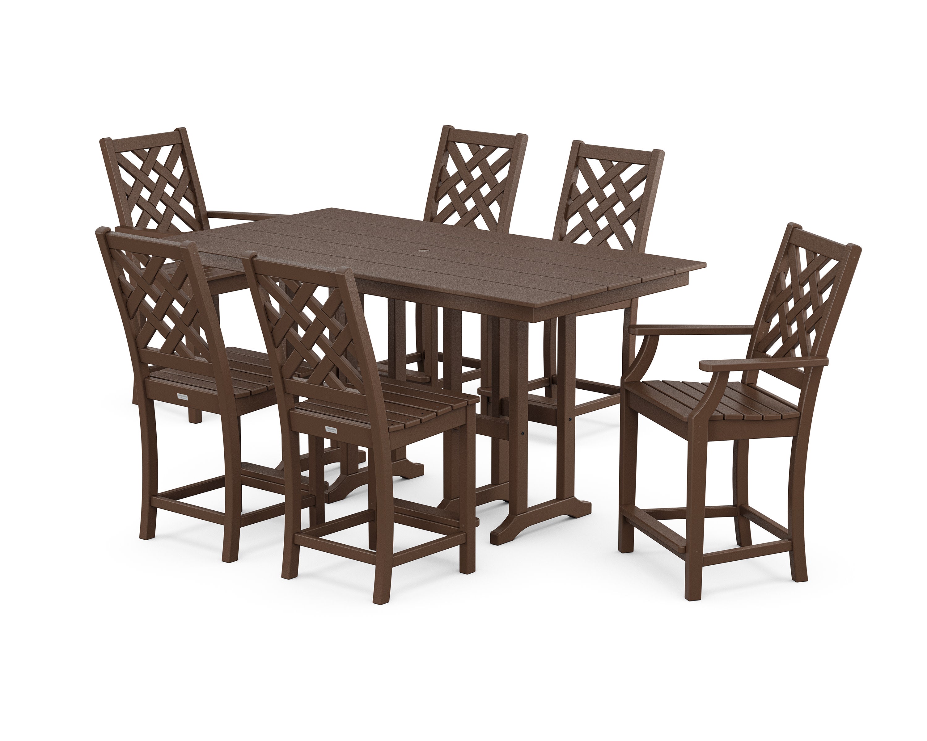 Wovendale 7-Piece Farmhouse Counter Set in Mahogany