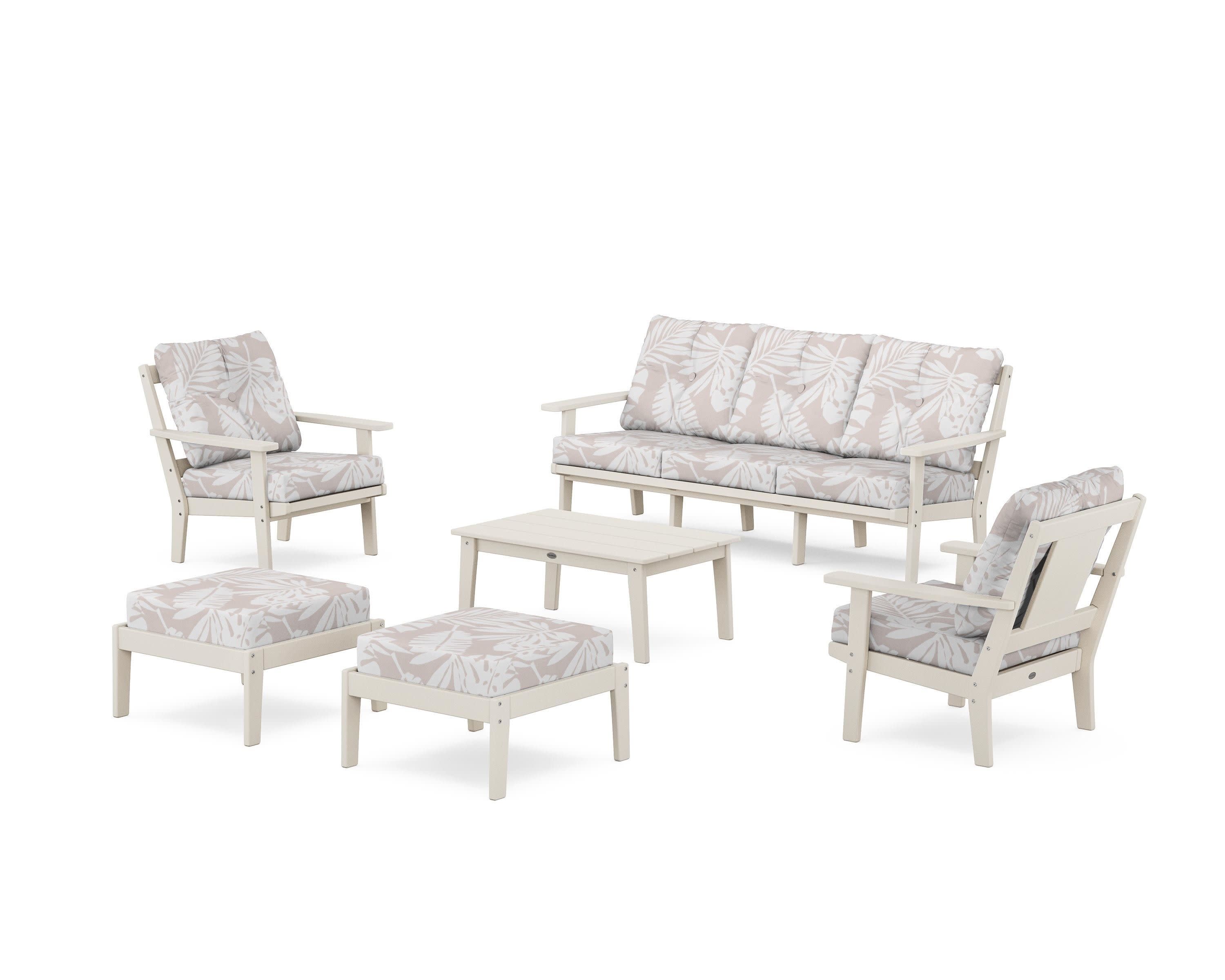 Prairie 6-Piece Lounge Sofa Set in Sand / Leaf Dune Burlap