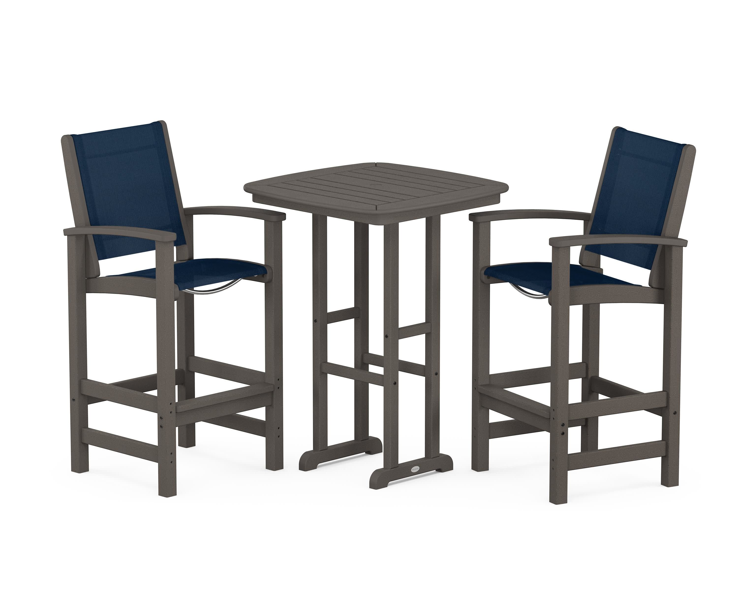 Coastal 3-Piece Bar Set in Vintage Coffee / Navy Blue Sling