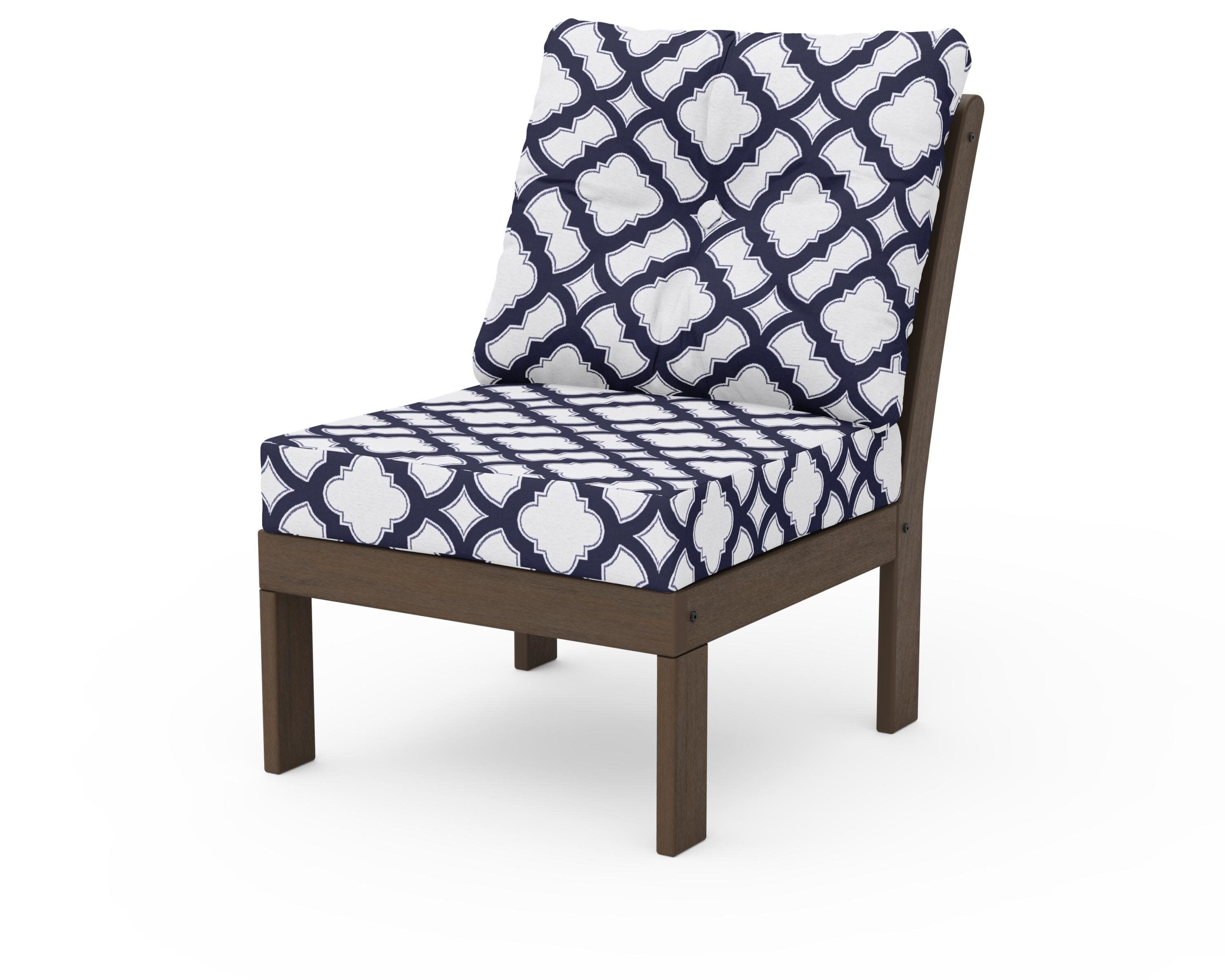 Vineyard Modular Armless Chair in Kona / Trellis Navy