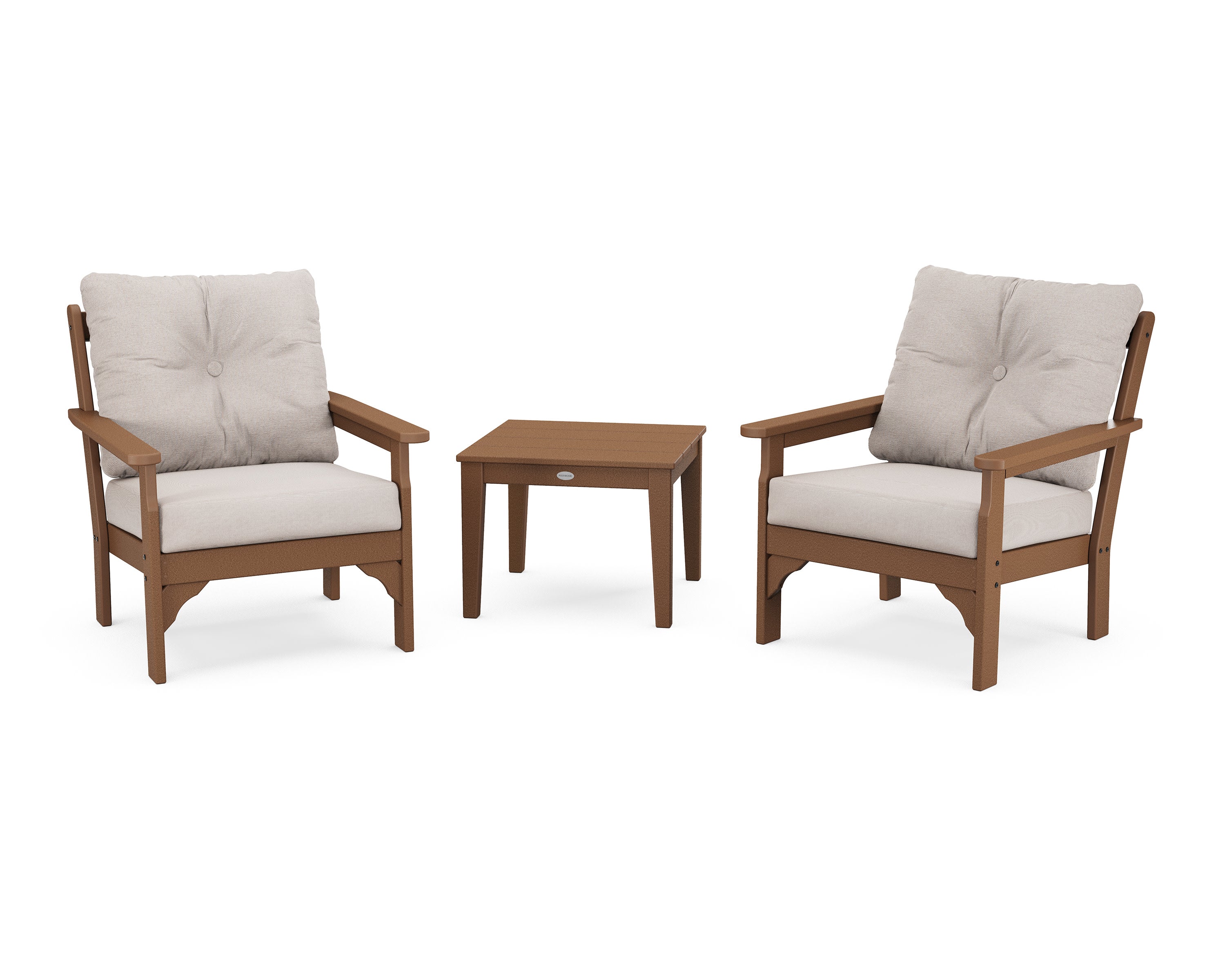 Vineyard 3-Piece Deep Seating Set in Teak / Dune Burlap