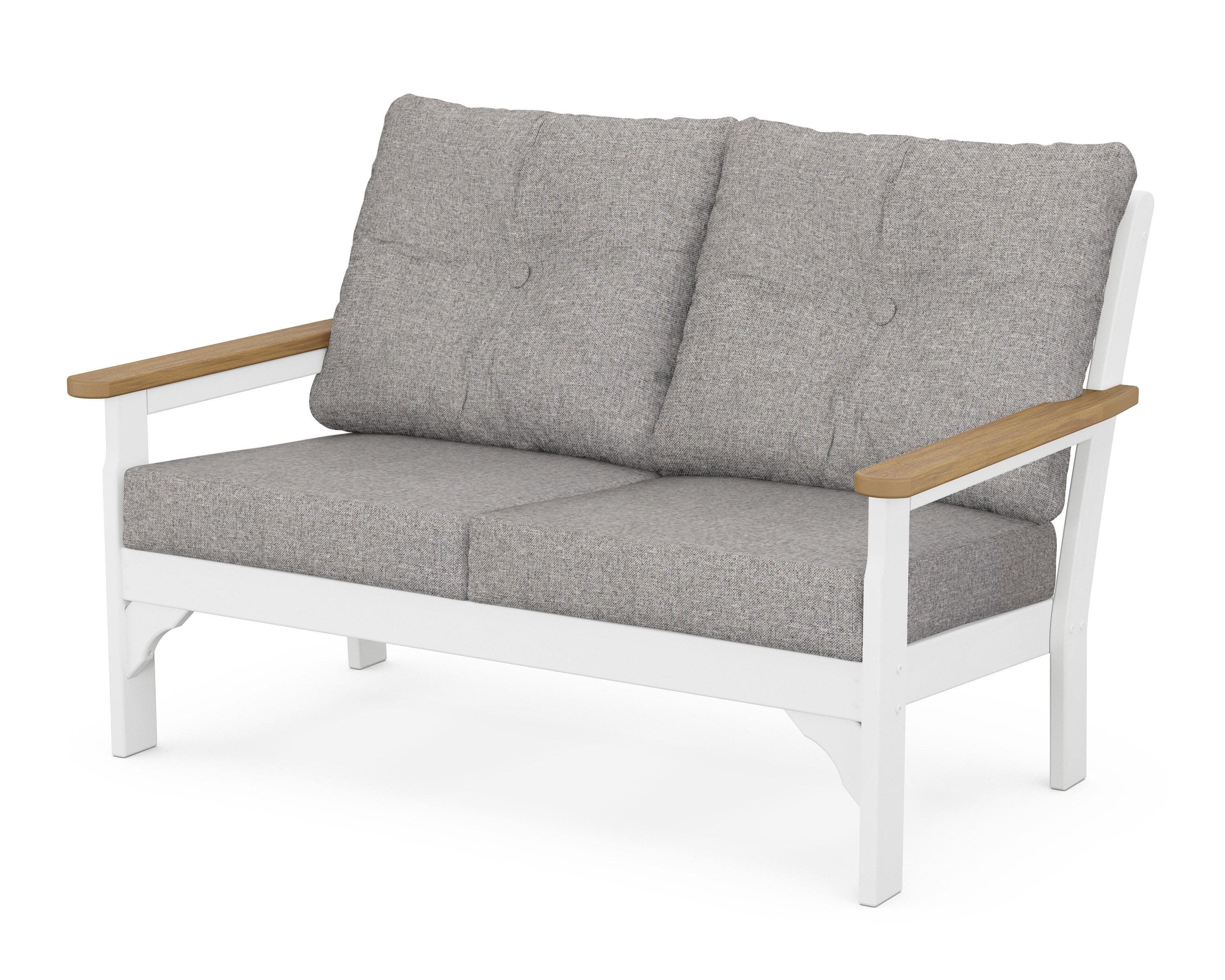 Vineyard Deep Seating Loveseat in White / Natural / Grey Mist