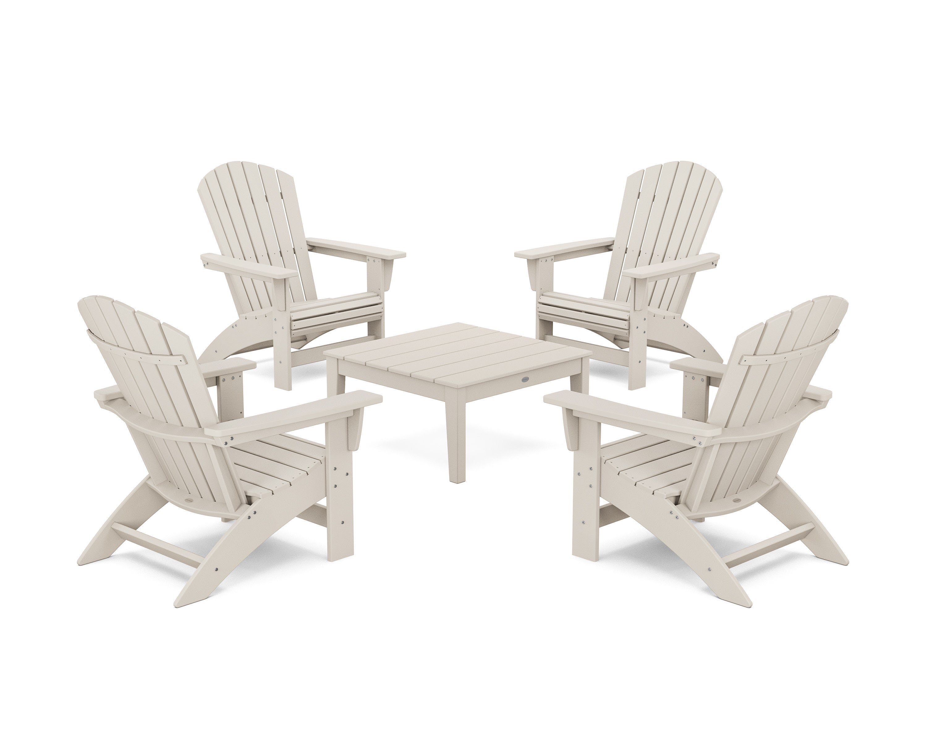 5-Piece Nautical Grand Adirondack Chair Conversation Group in Sand