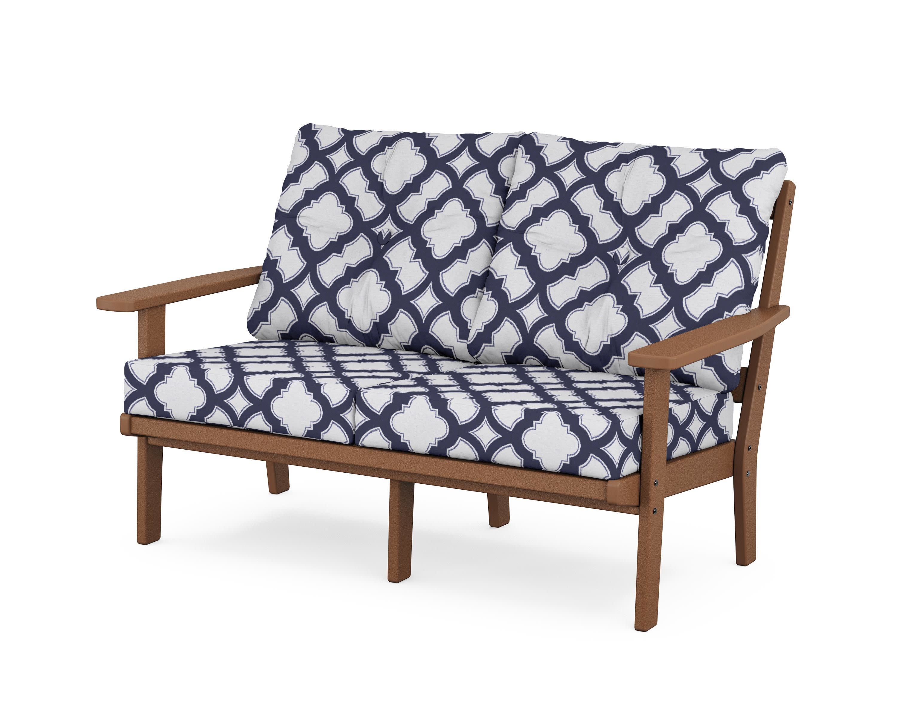 Prairie Deep SeatingLoveseat in Teak / Trellis Navy