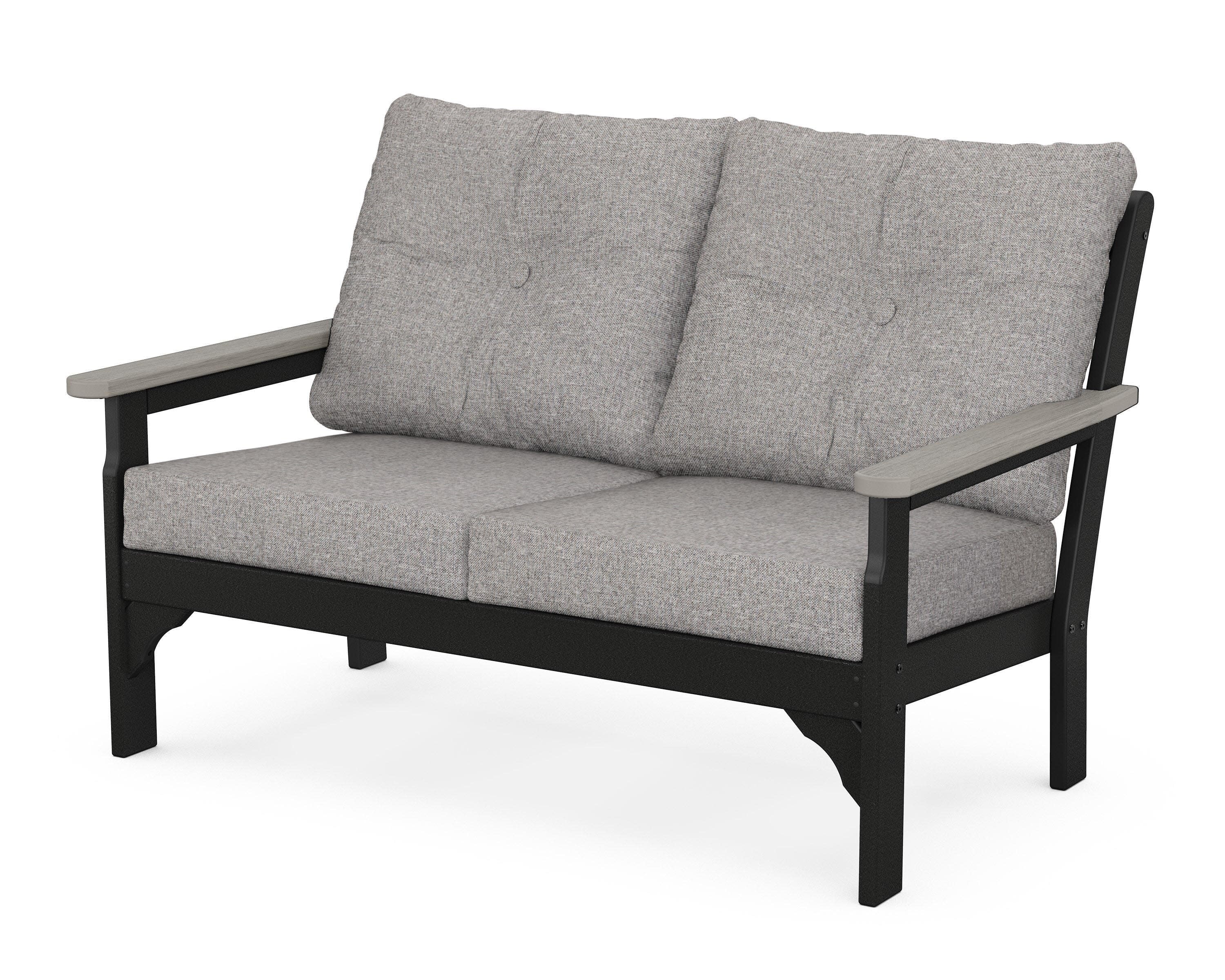 Vineyard Deep Seating Loveseat in Black / Driftwood / Grey Mist