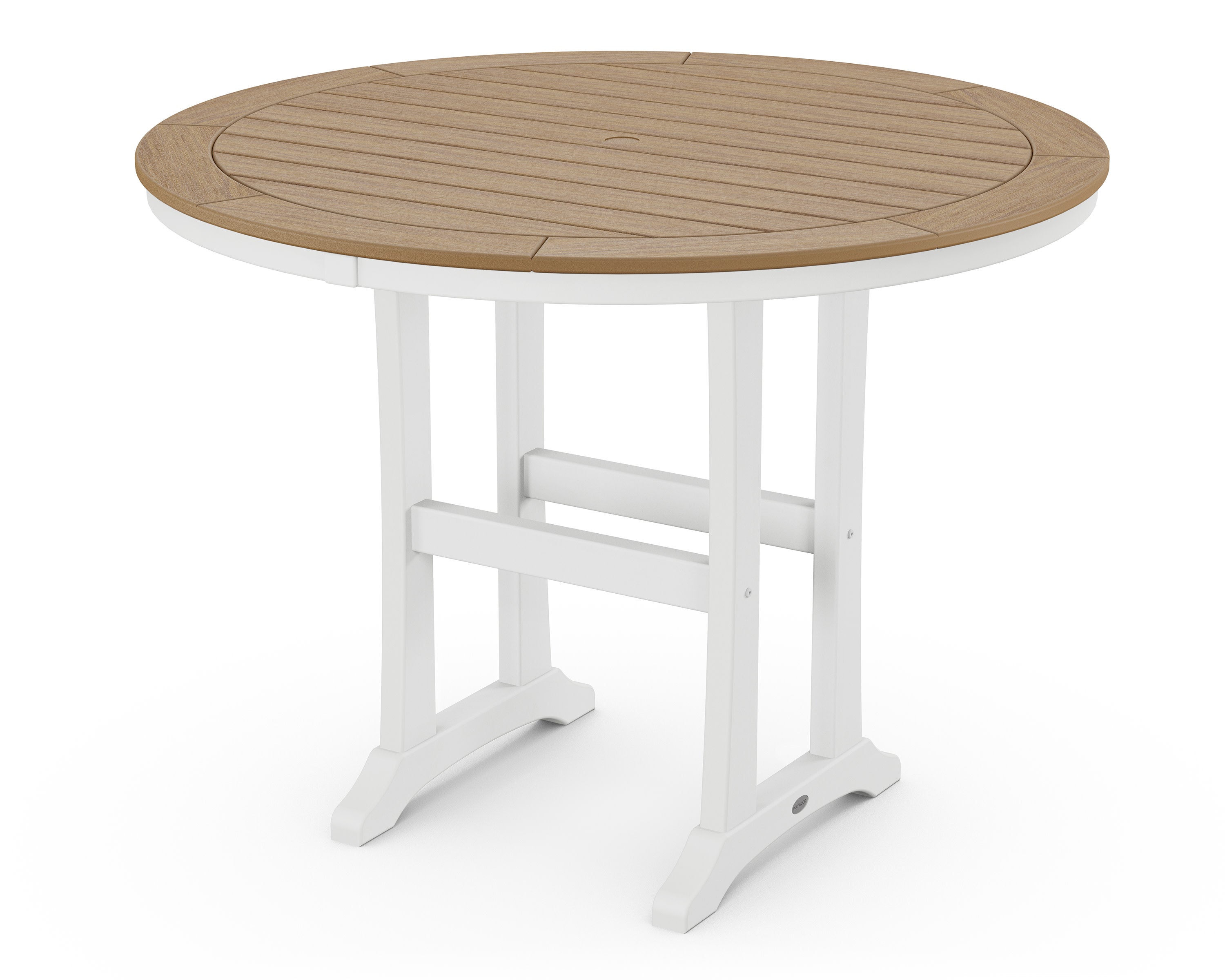 Nautical Trestle 48" Round Counter Table in White / Natural