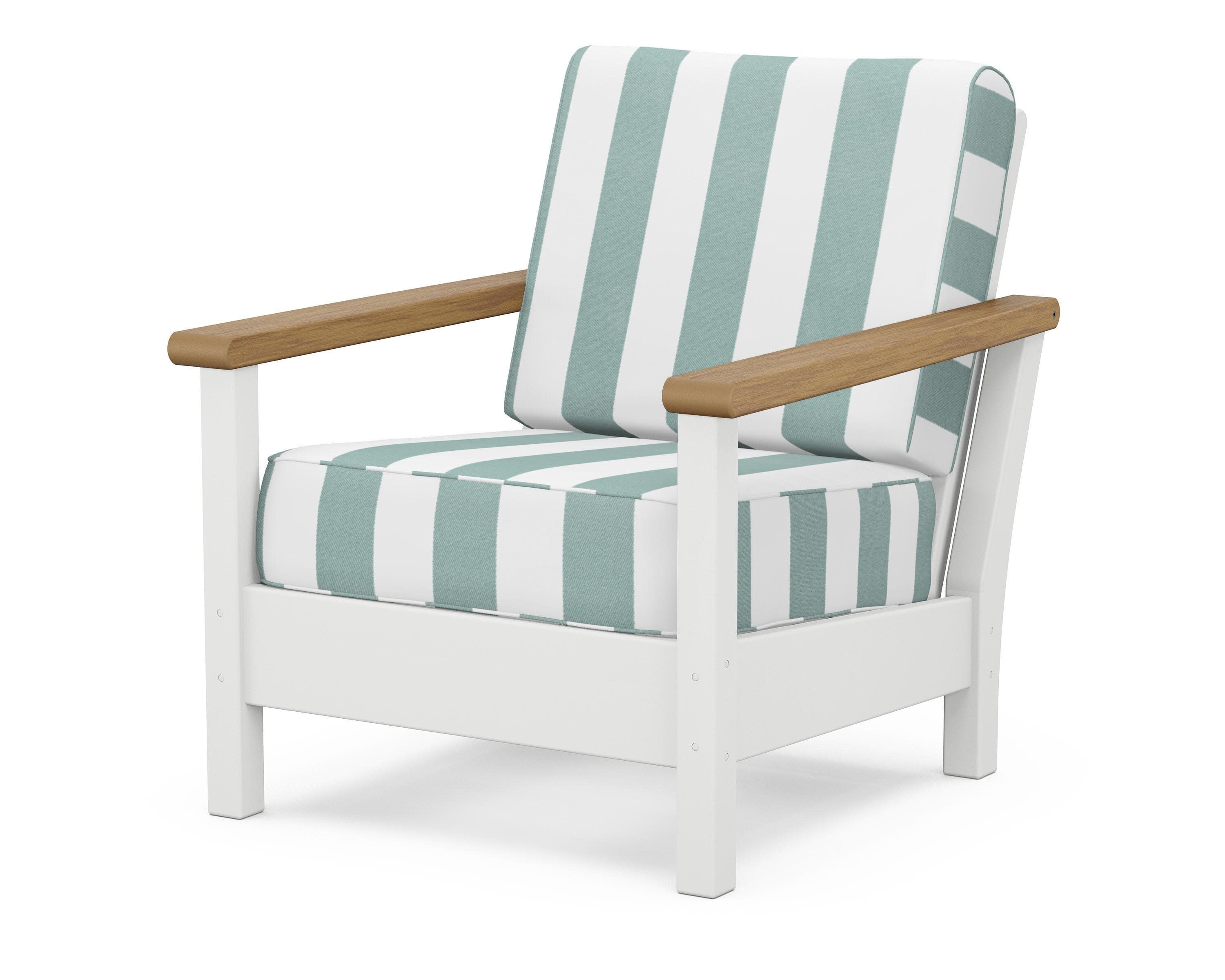 Harbour Deep Seating Chair in White / Natural / Cabana Stripe Glacier Spa