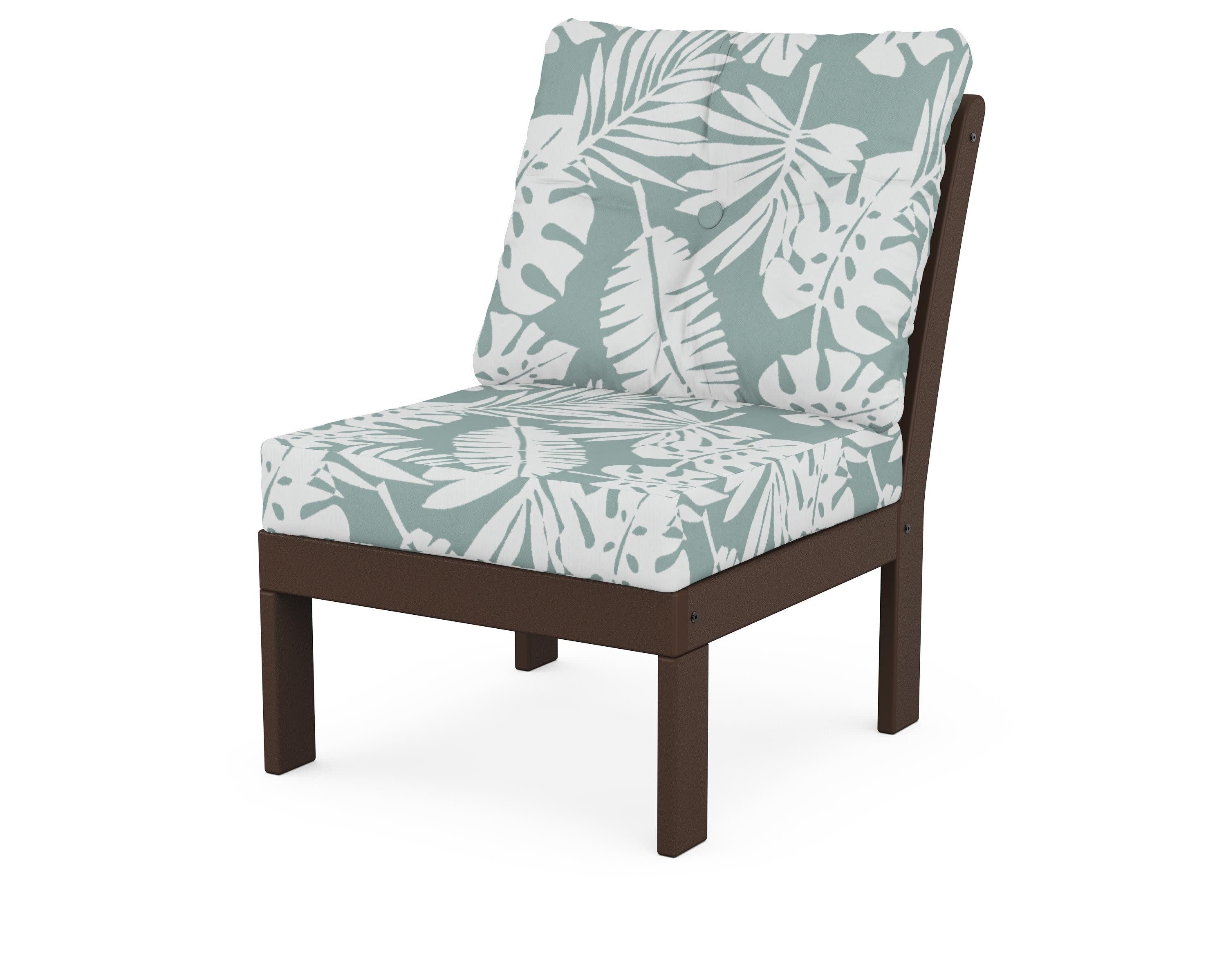 Vineyard Modular Armless Chair in Mahogany / Leaf Glacier Spa