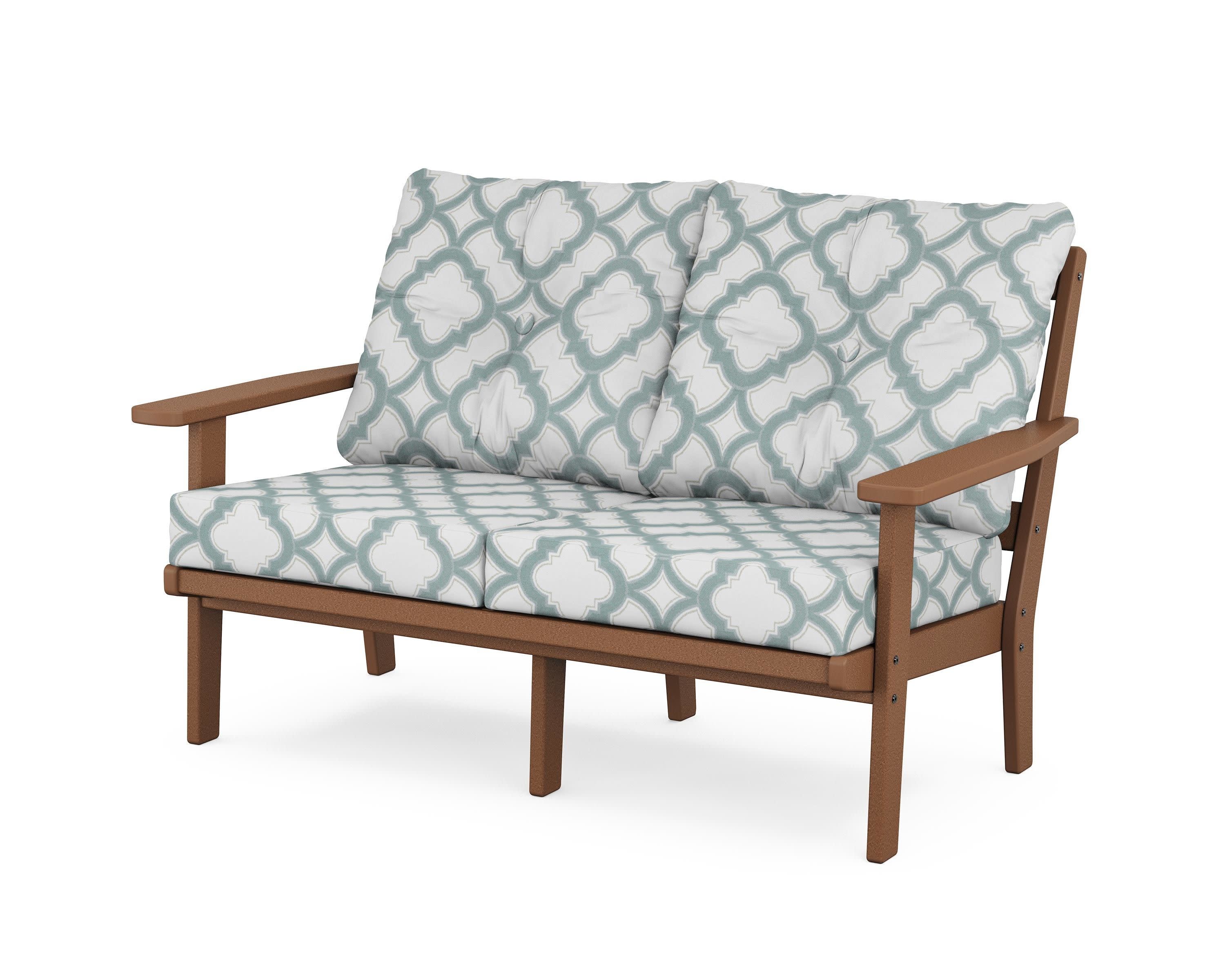 Prairie Deep SeatingLoveseat in Teak / Trellis Glacier Spa