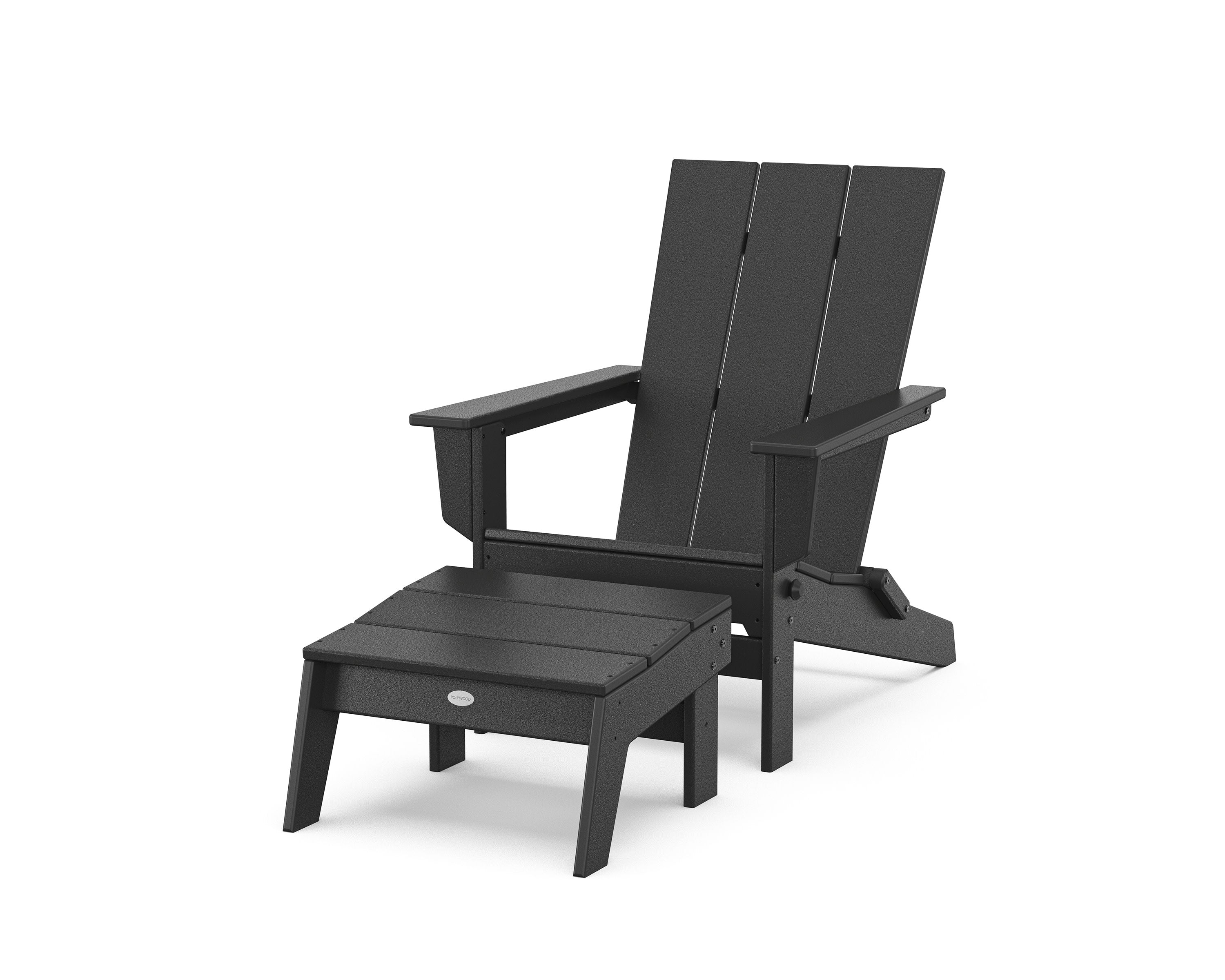 Modern Studio Folding Adirondack Chair with Ottoman in Black