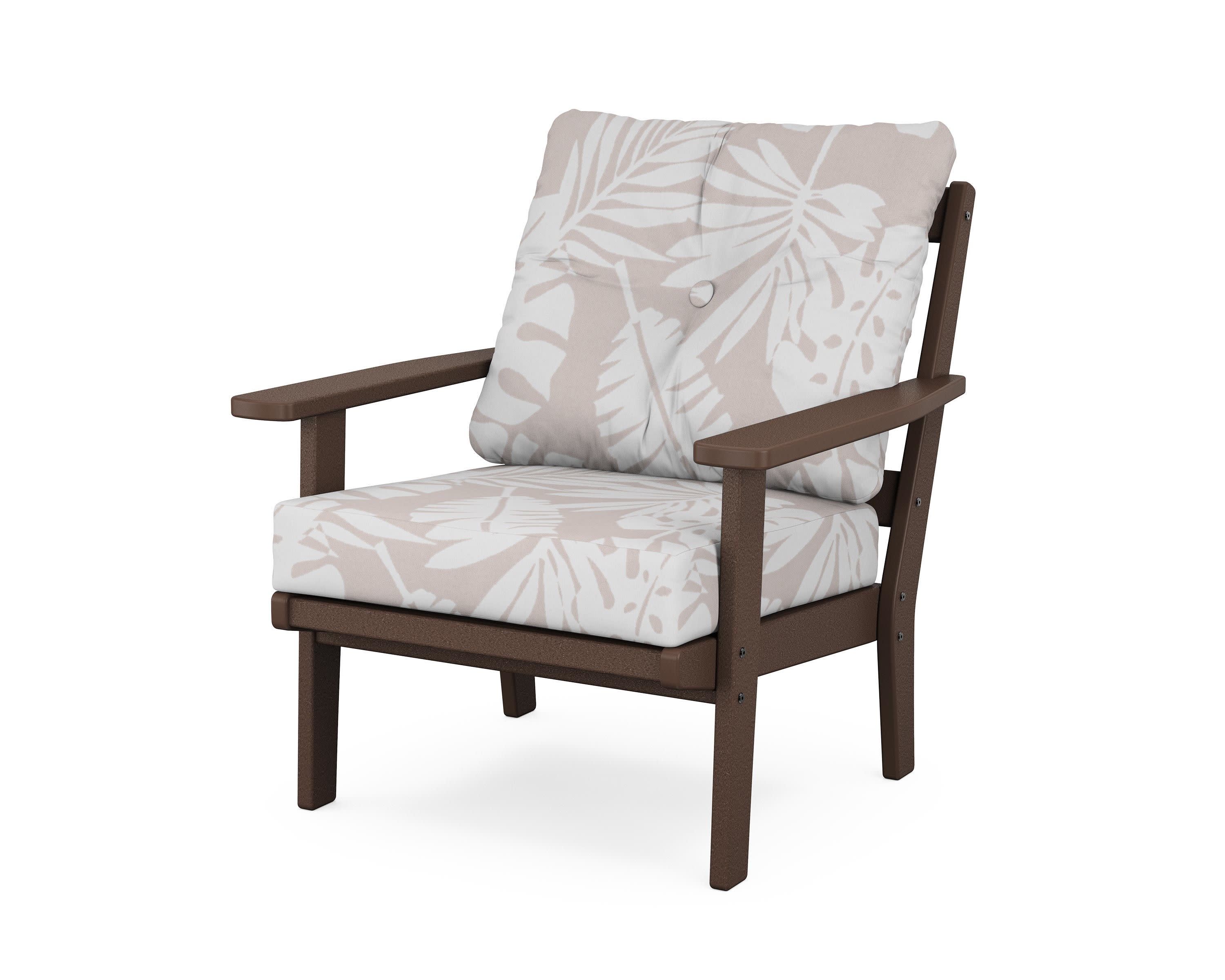 Oxford Deep Seating Chair in Mahogany / Leaf Dune Burlap