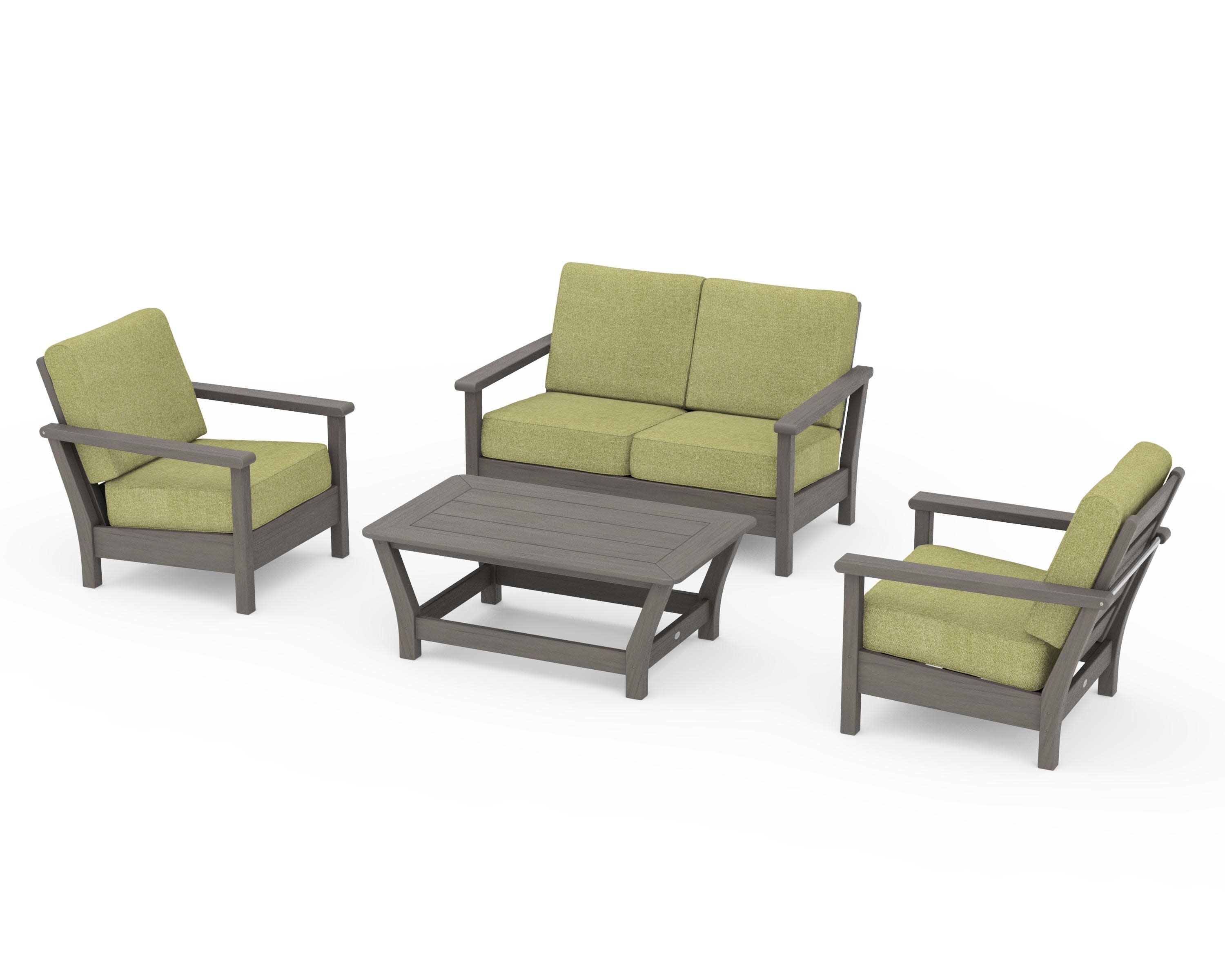 Harbour 4-Piece Deep Seating Set in Driftwood / Chartreuse Boucle