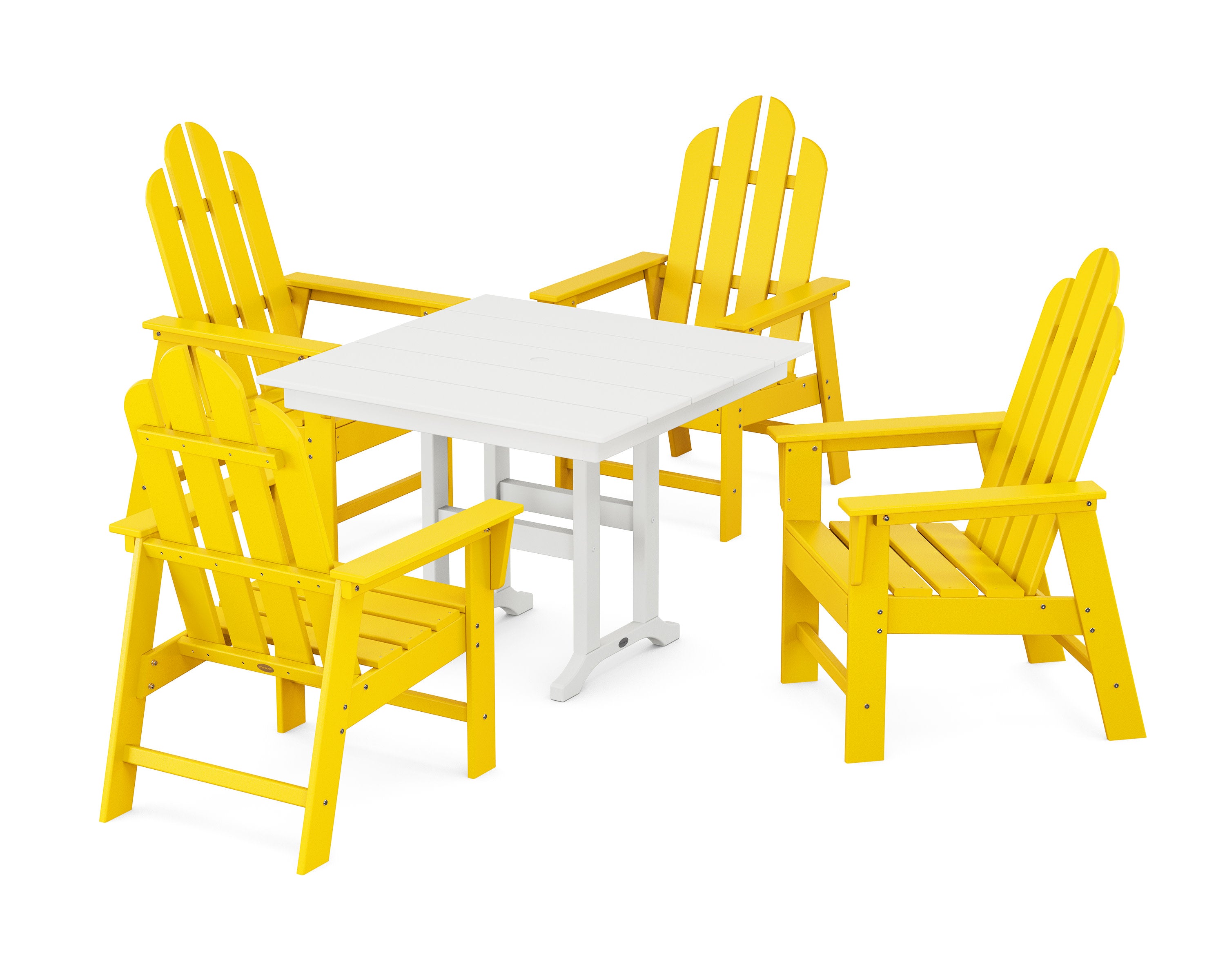 Long Island 5-Piece Farmhouse Dining Set in Lemon / White