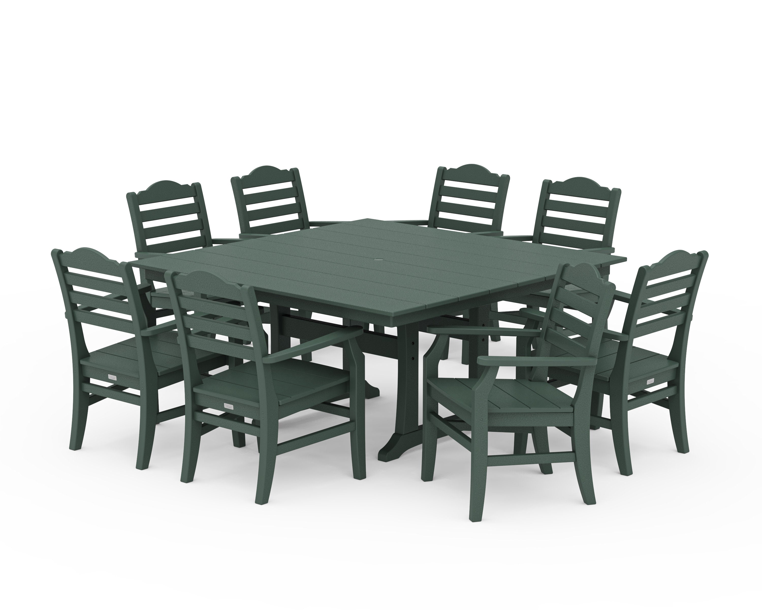 Savannah 9-Piece Square Farmhouse Dining Set with Trestle Legs in Green