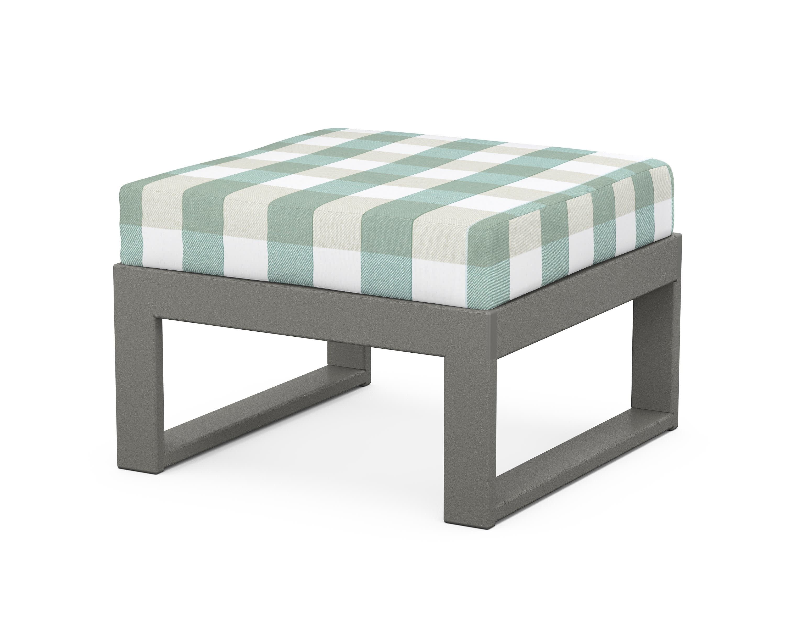 Modular Ottoman - Modern in Slate Grey / Buffalo Plaid Glacier Spa