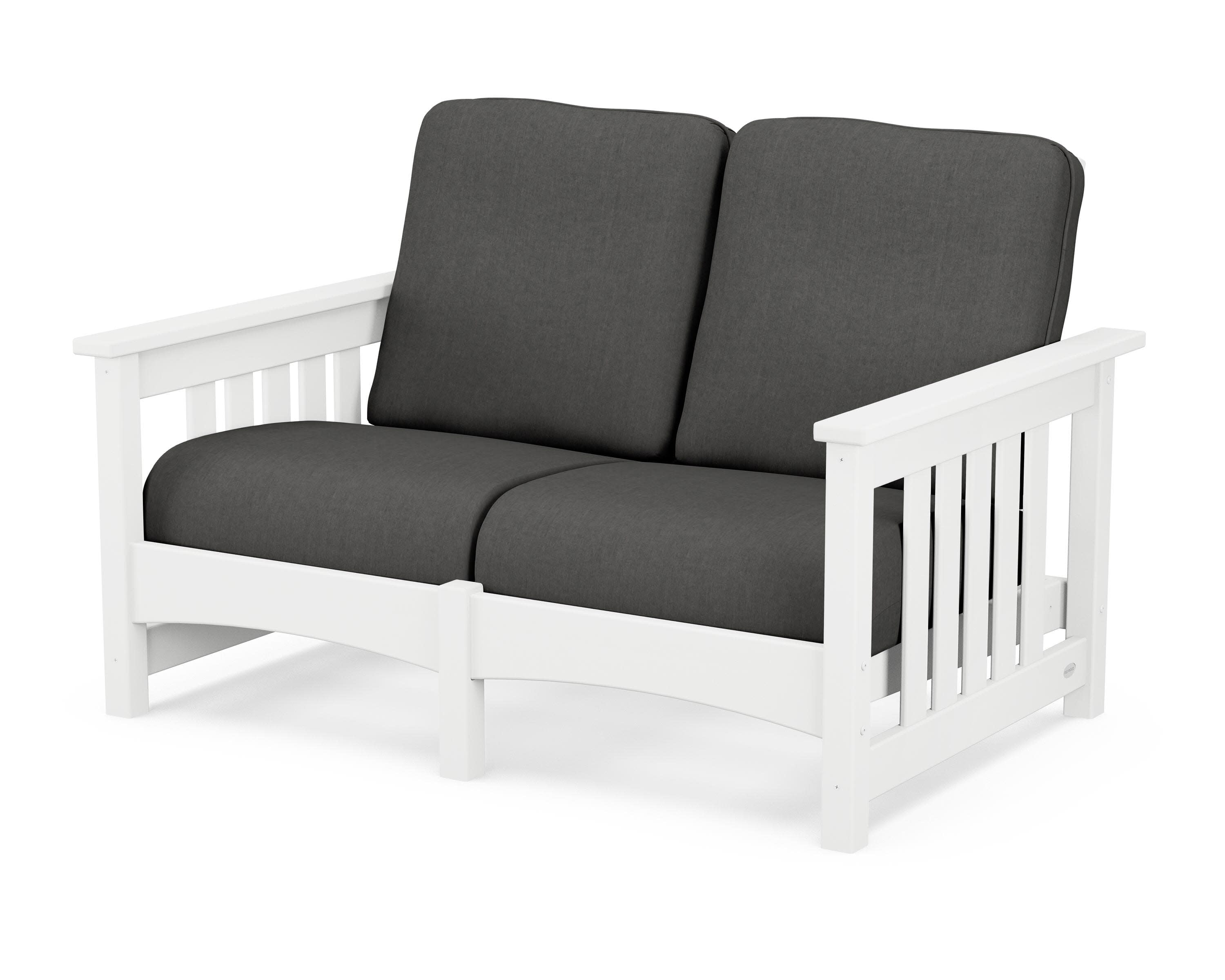 Club Mission Loveseat in White / Spectrum Carbon