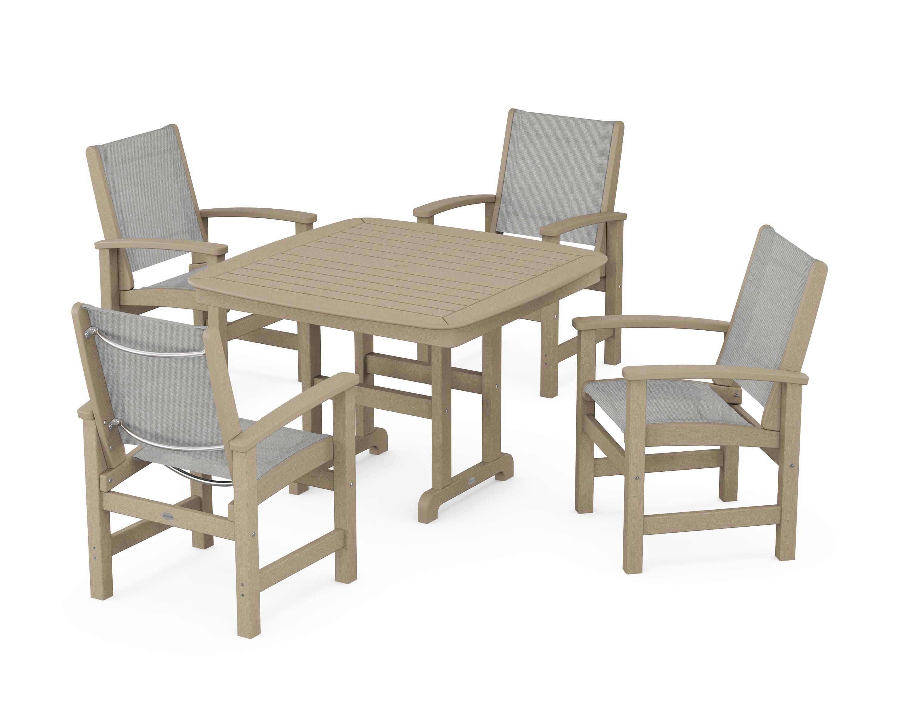 Coastal 5-Piece Dining Set in Vintage Sahara / Metallic Sling