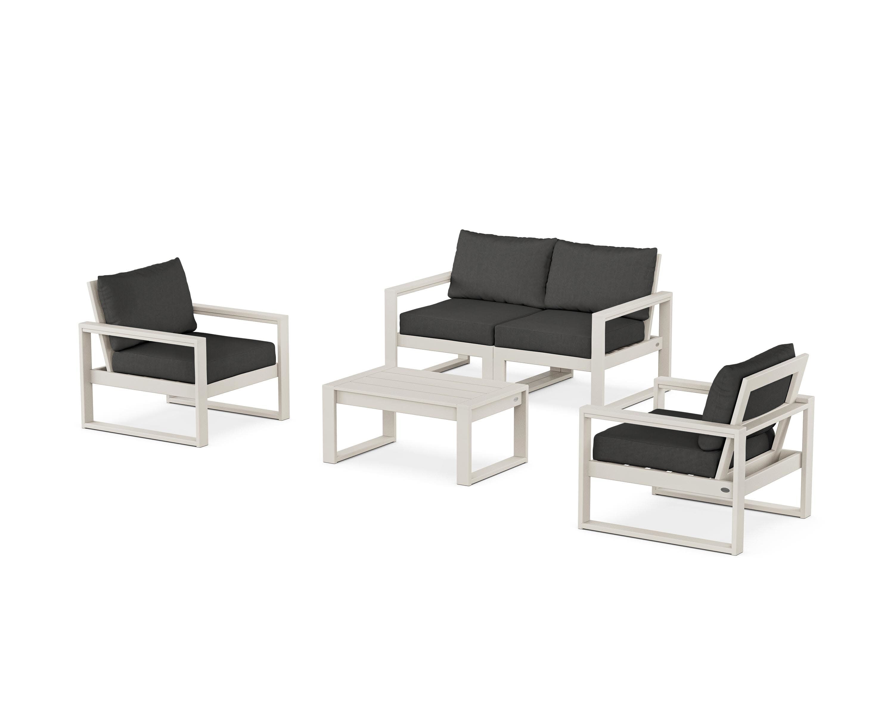 EDGE Sectional 4-Piece Deep Seating Set with Loveseat in Sand / Spectrum Carbon