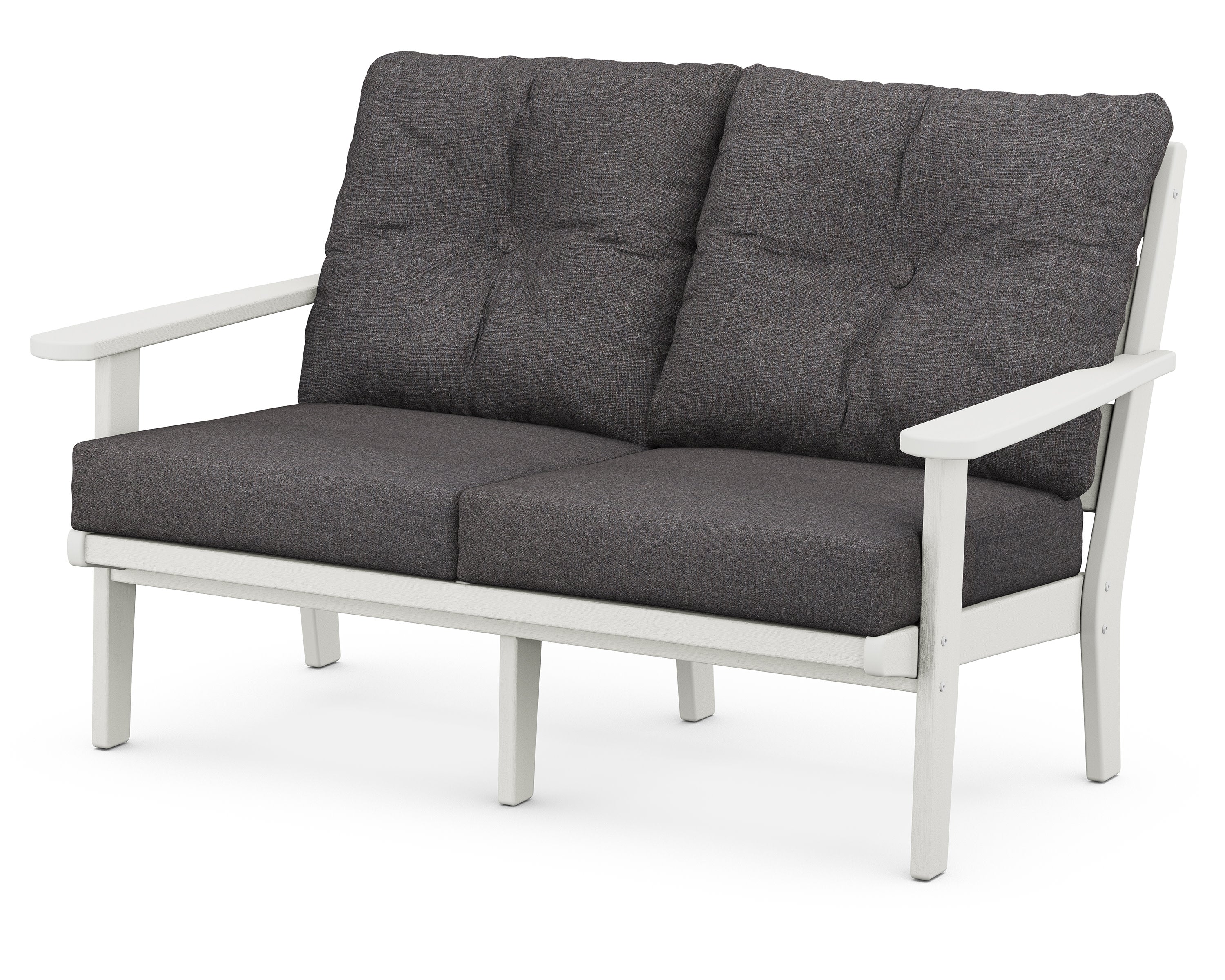 Lakeside Deep Seating Loveseat in Vintage White / Ash Charcoal