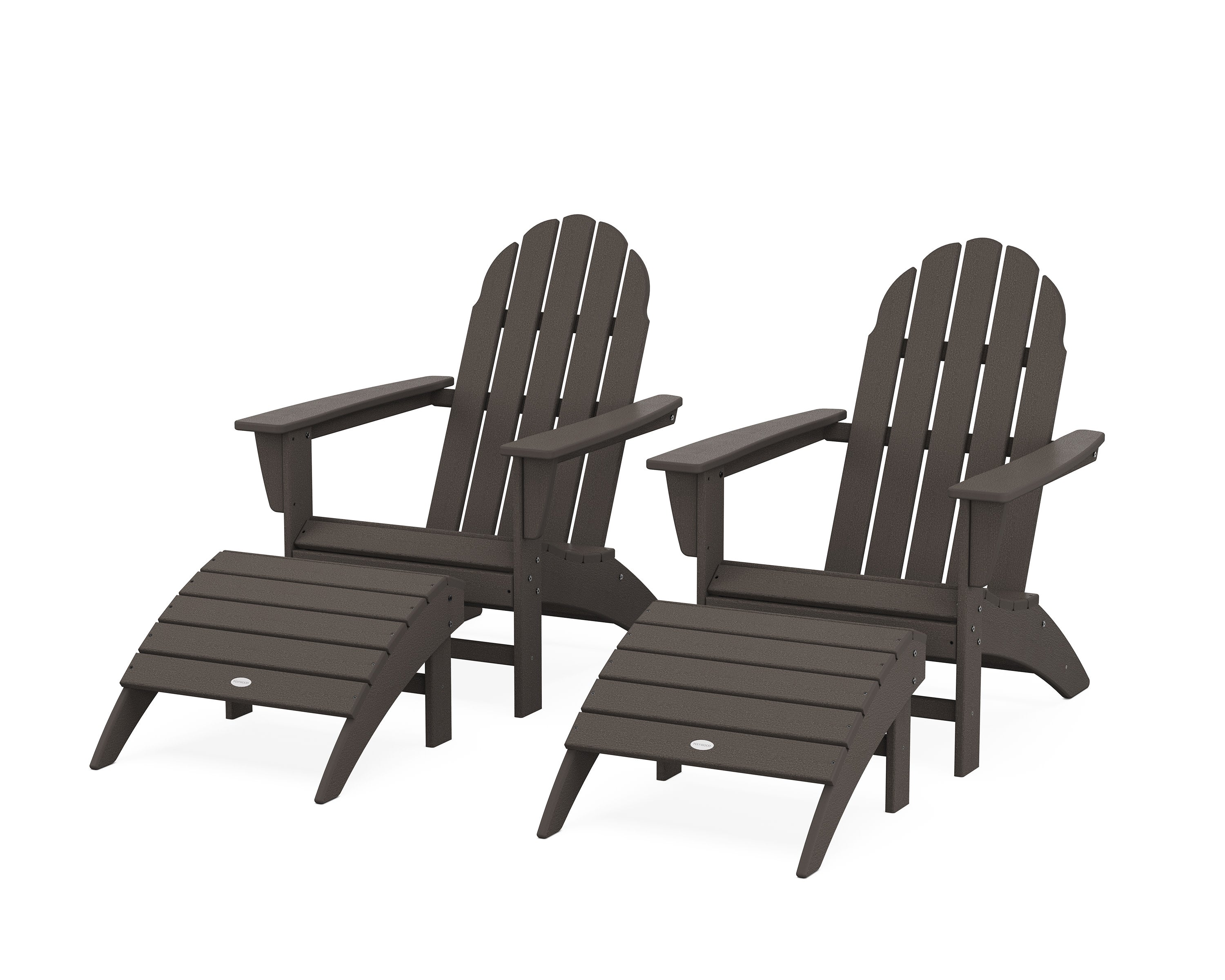 Vineyard Adirondack Chair 4-Piece Set with Ottomans in Vintage Coffee