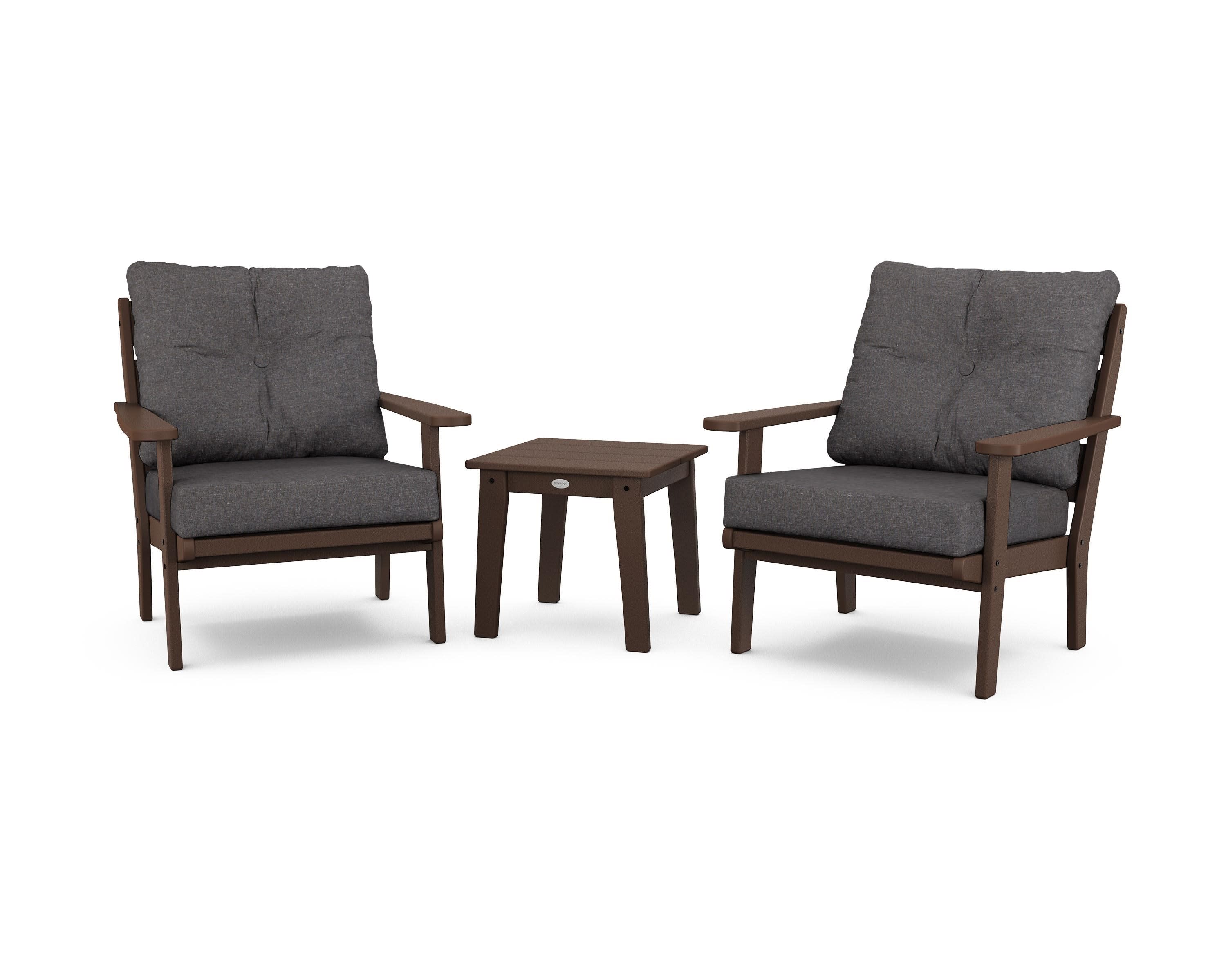 Lakeside 3-Piece Deep Seating Chair Set in Mahogany / Ash Charcoal