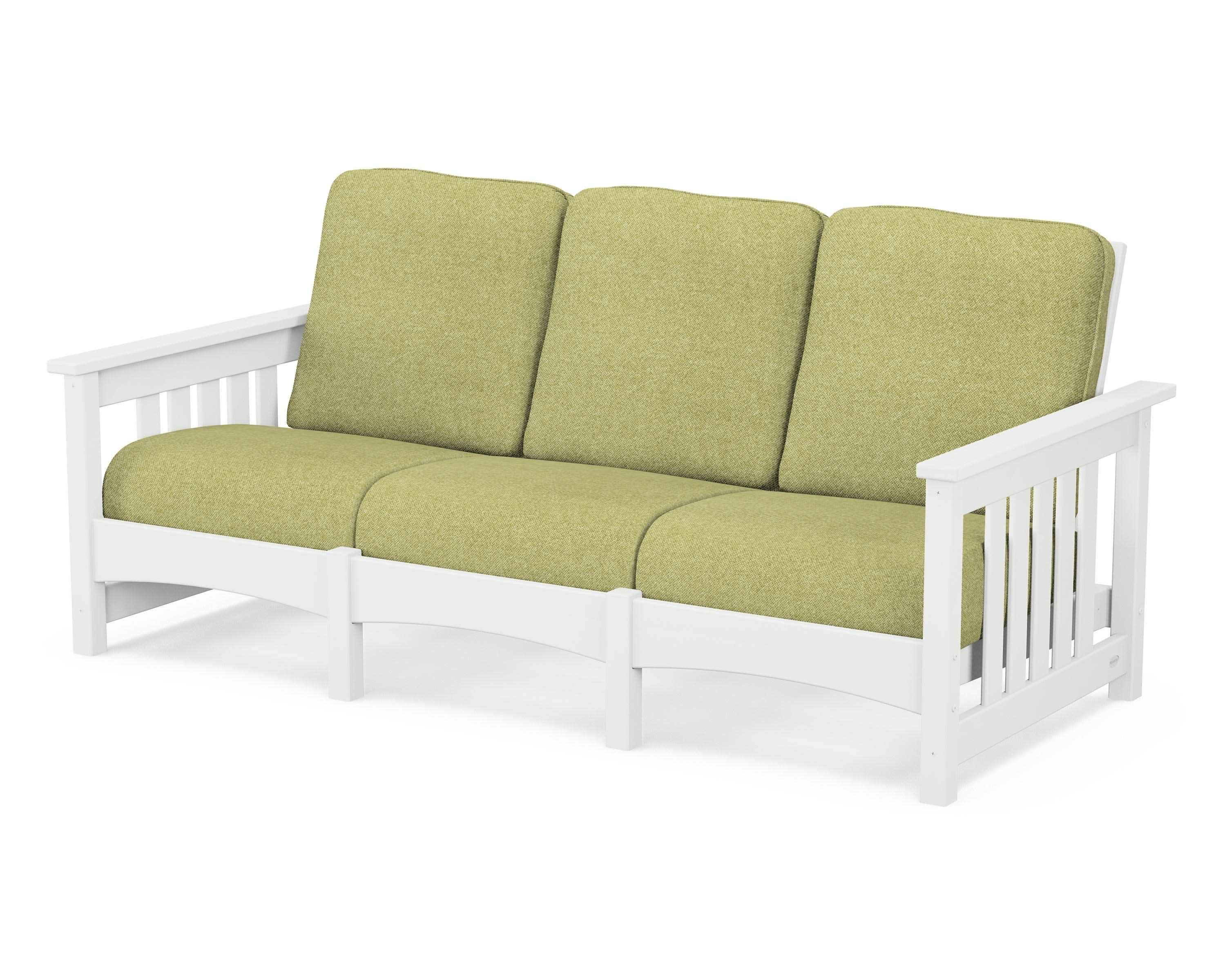 Club Mission Sofa in White / Chartreuse Boucle