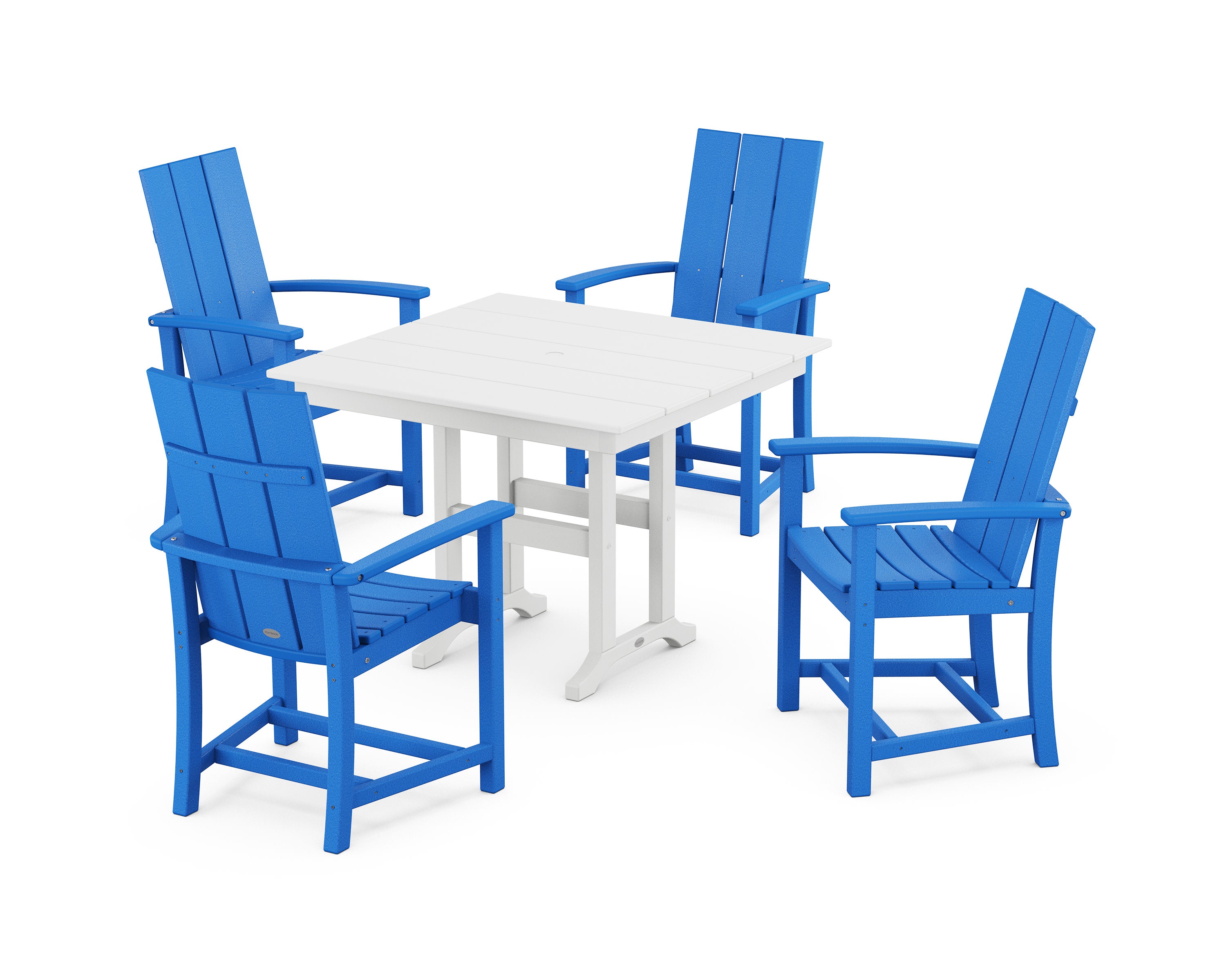 Modern Adirondack 5-Piece Farmhouse Dining Set in Pacific Blue / White