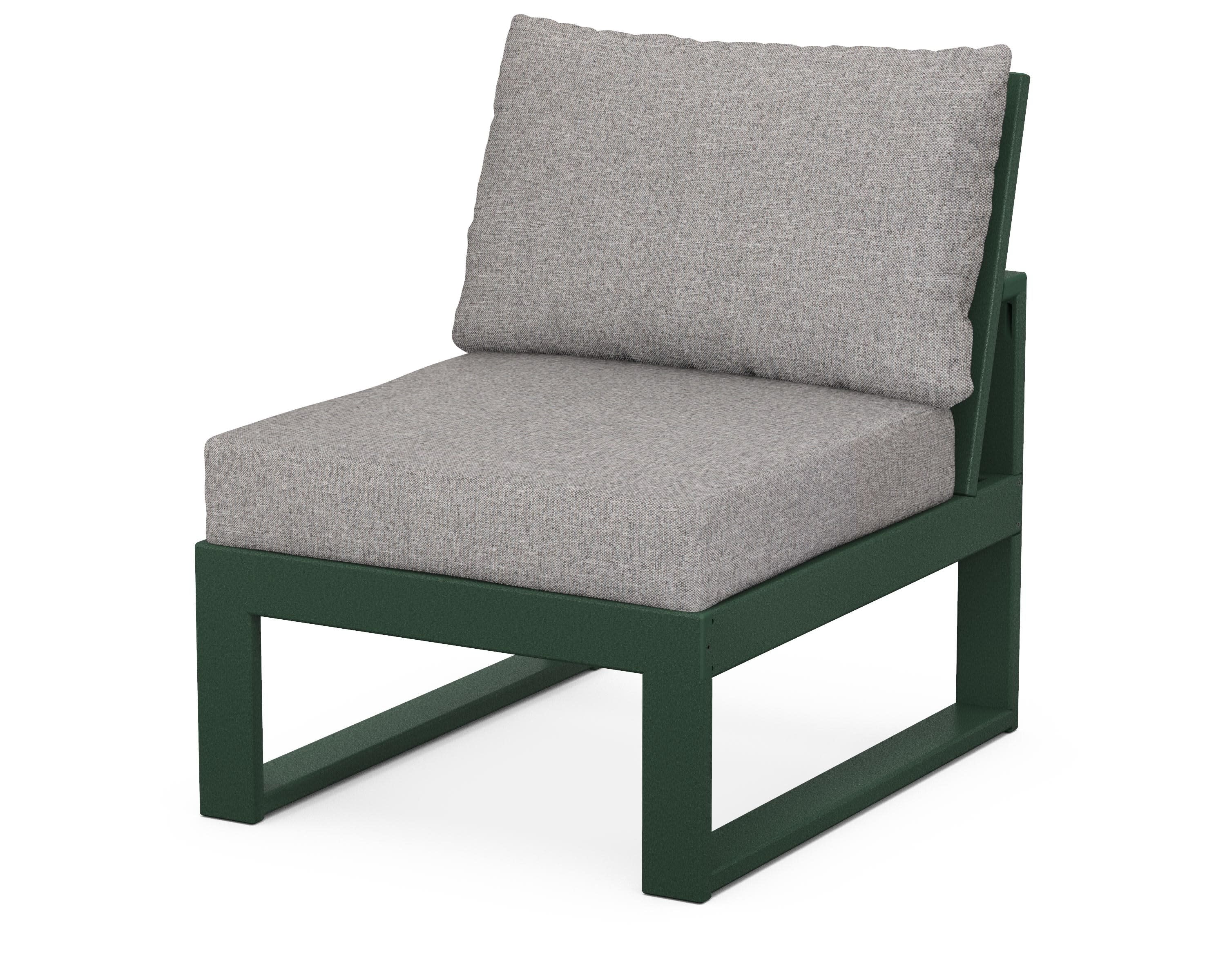 Modular Armless Chair in Green / Grey Mist