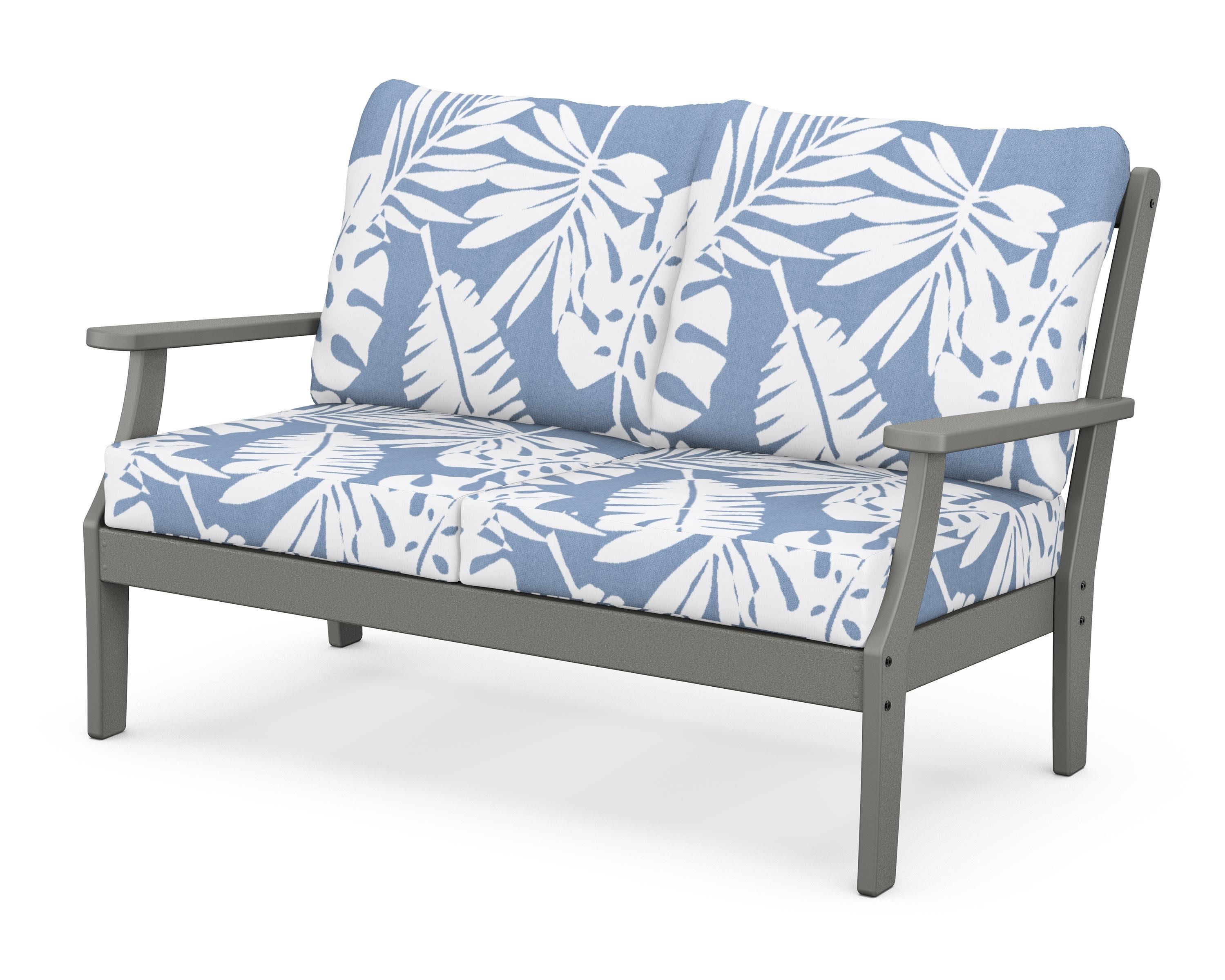 Braxton Deep Seating Loveseat in Slate Grey / Leaf Sky Blue