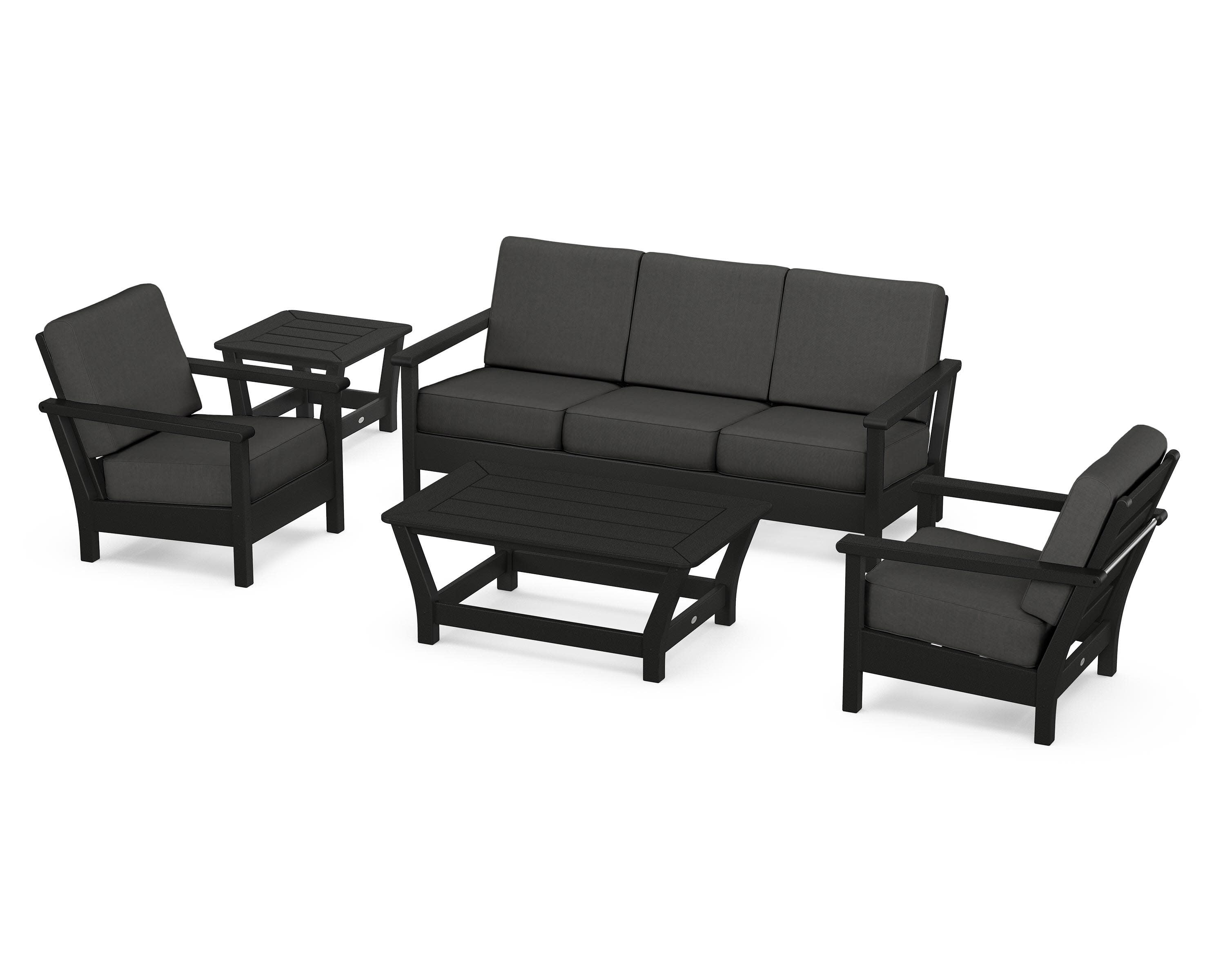 Harbour 5-Piece Deep Seating Set in Black / Spectrum Carbon