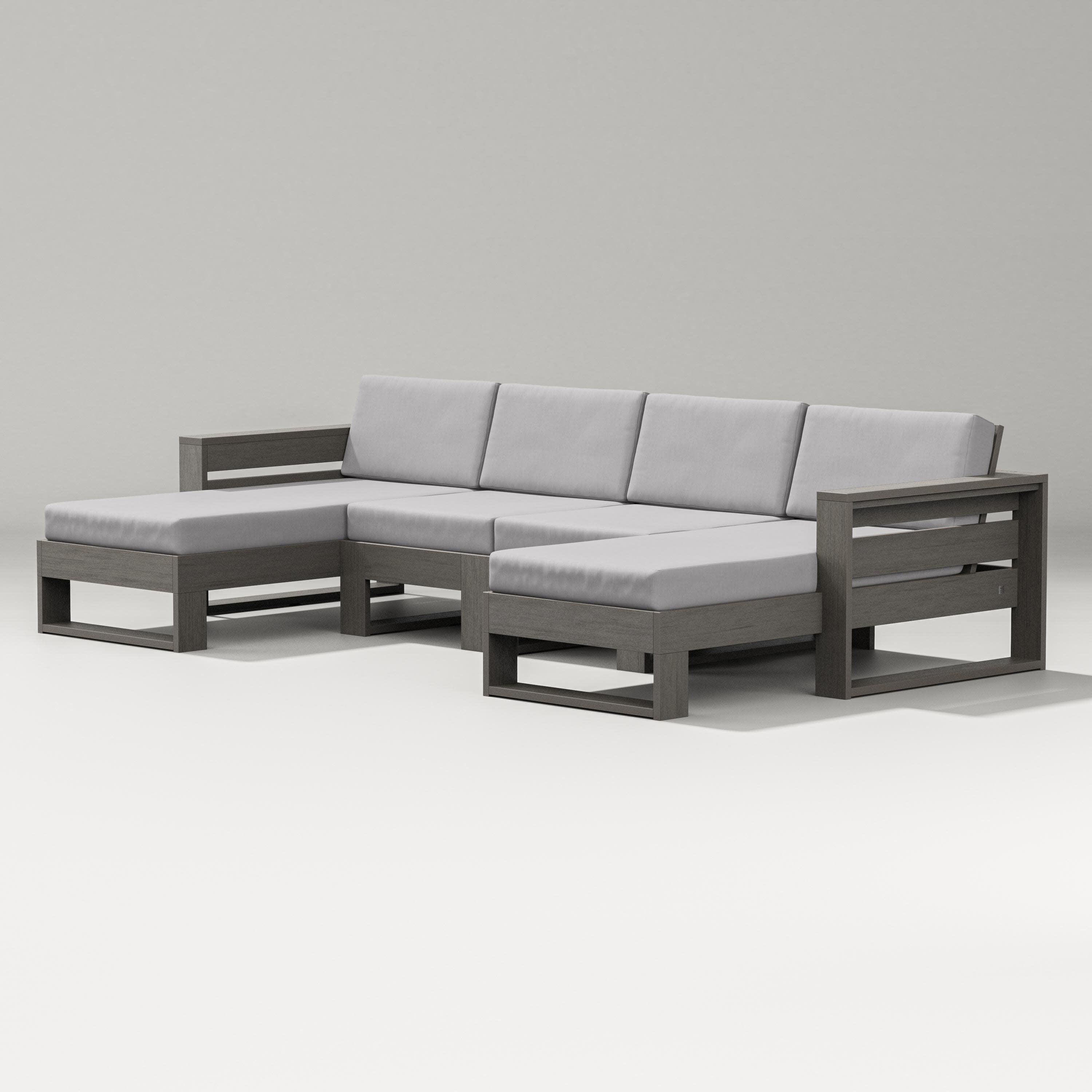 Latitude Double Chaise Sectional in Driftwood / Granite