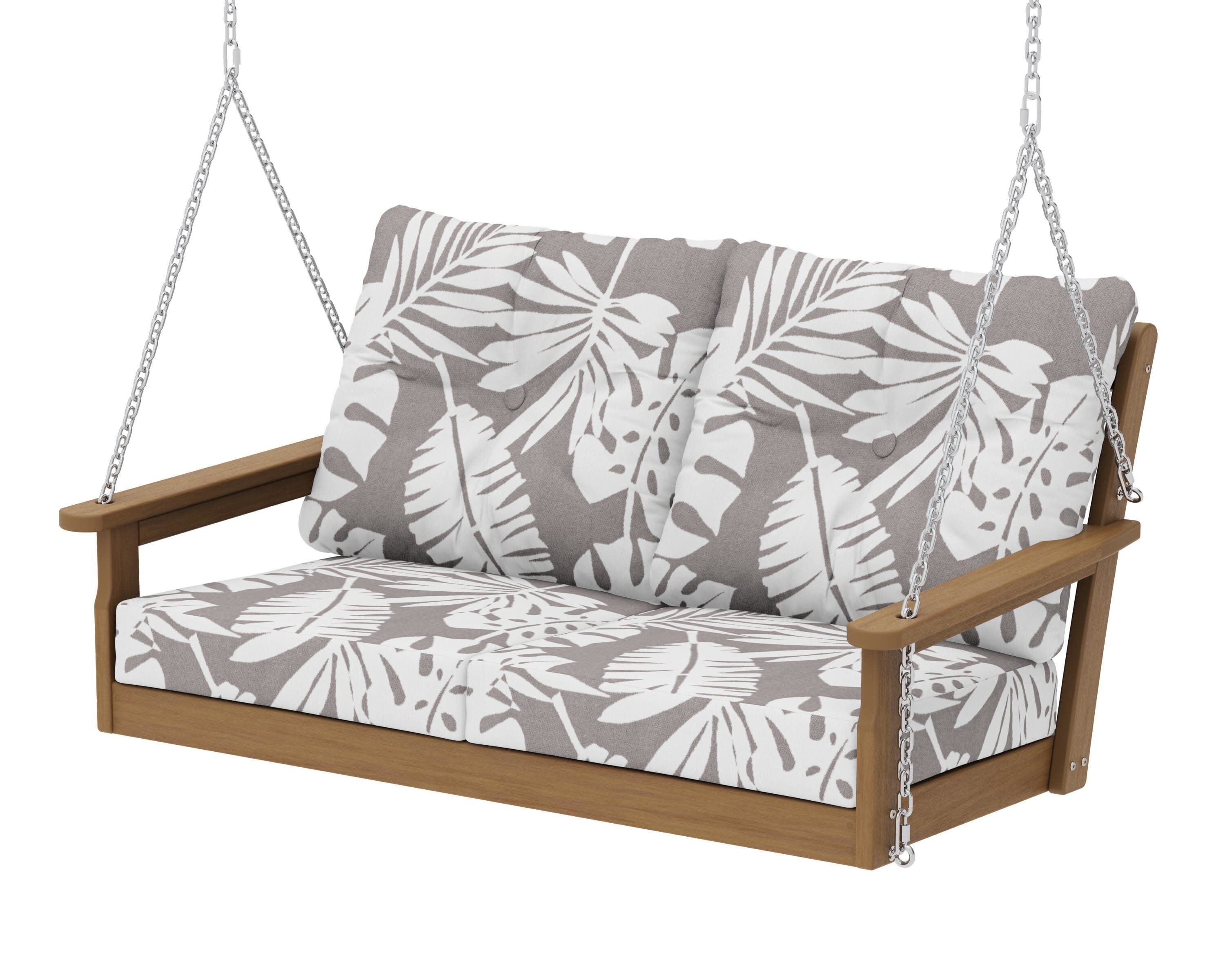 Vineyard Deep Seating Swing in Natural / Leaf Grey Mist
