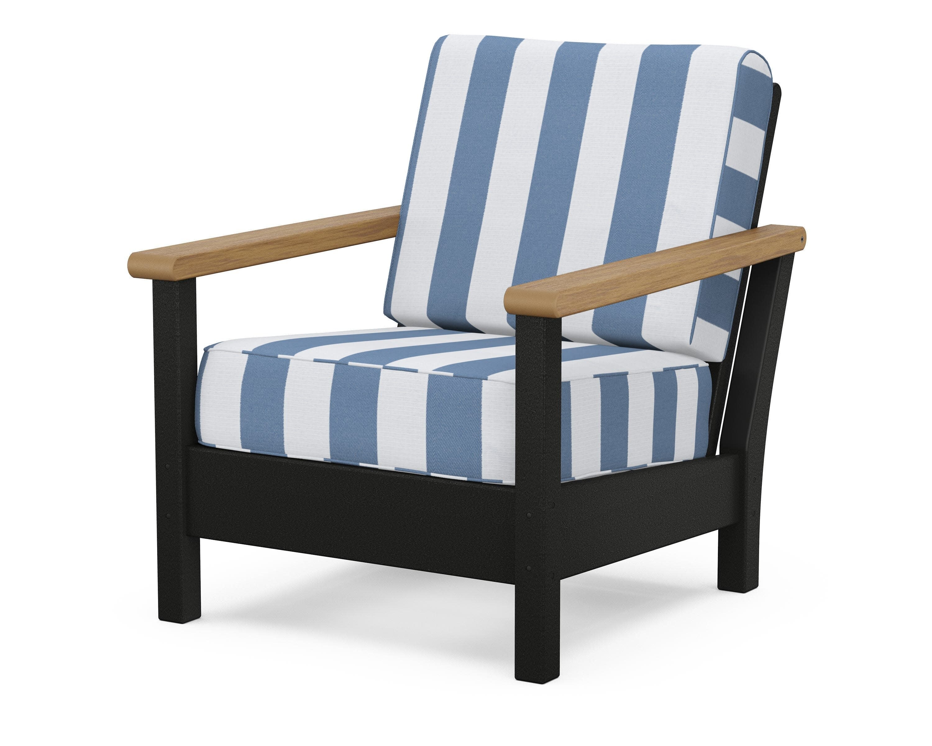 Harbour Deep Seating Chair in Black / Natural / Cabana Stripe Sky Blue