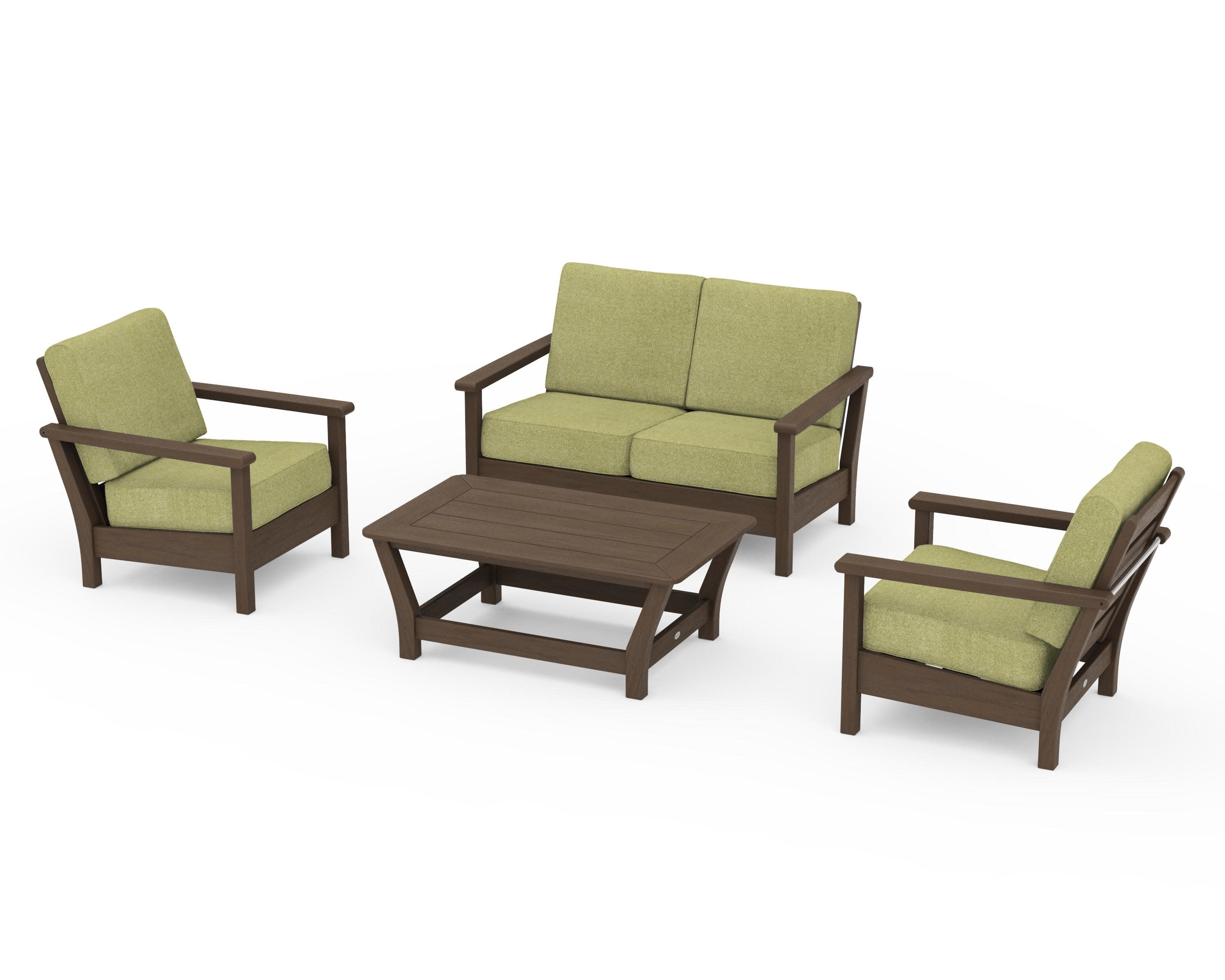 Harbour 4-Piece Deep Seating Set in Kona / Chartreuse Boucle