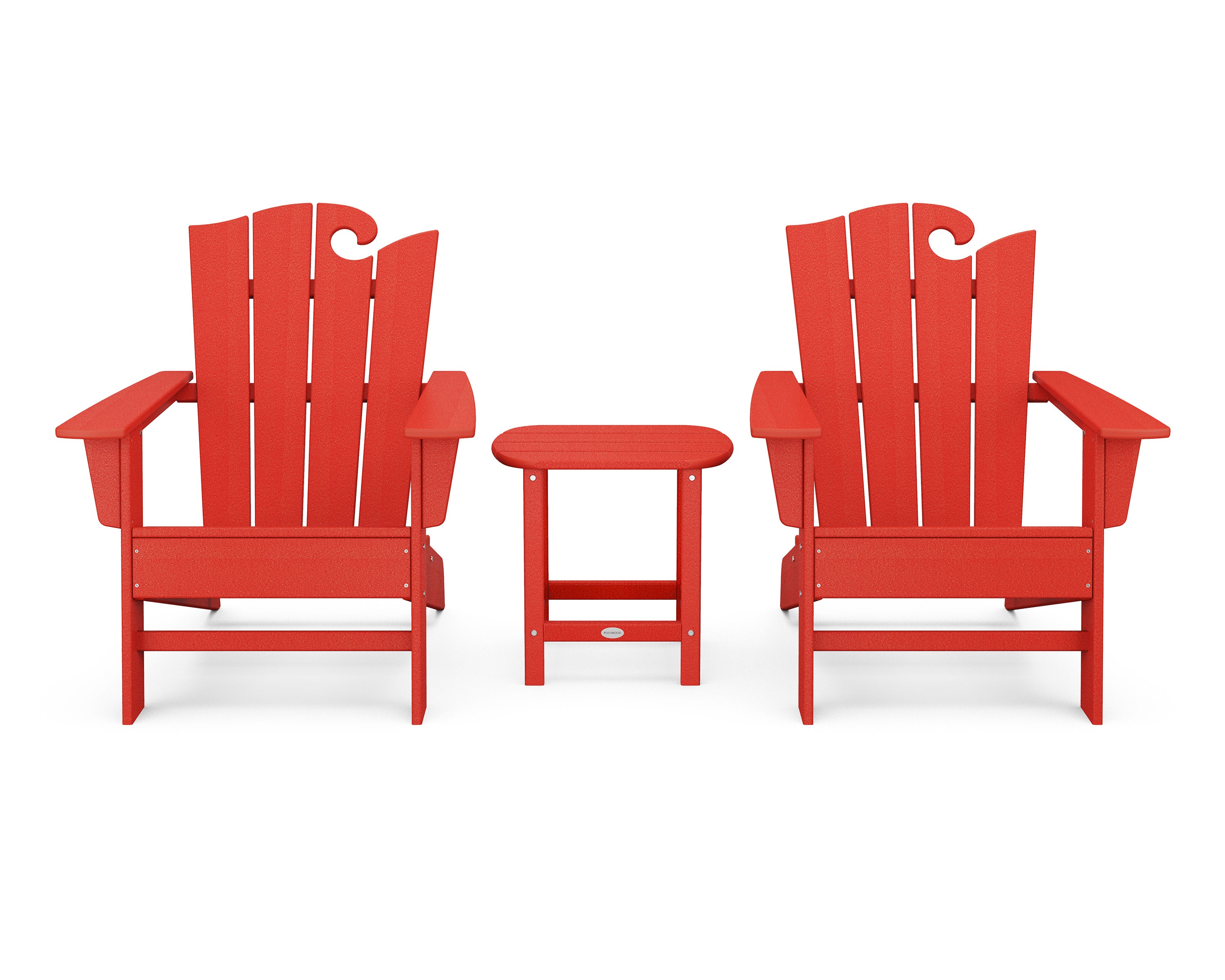 Wave 3-Piece Adirondack Set with The Ocean Chair in Sunset Red