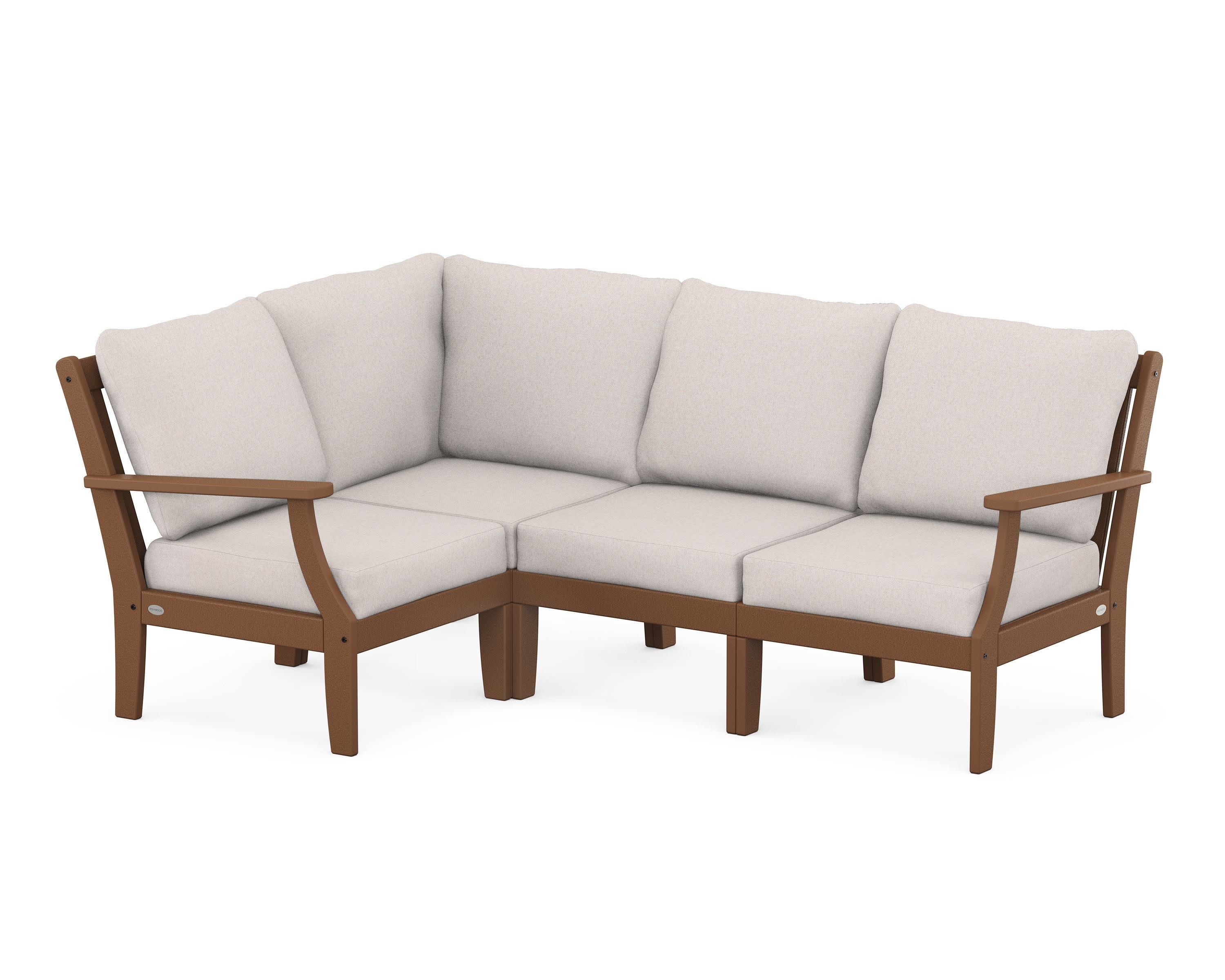 Braxton Modular 4-Piece Deep Seating Set in Teak / Dune Burlap