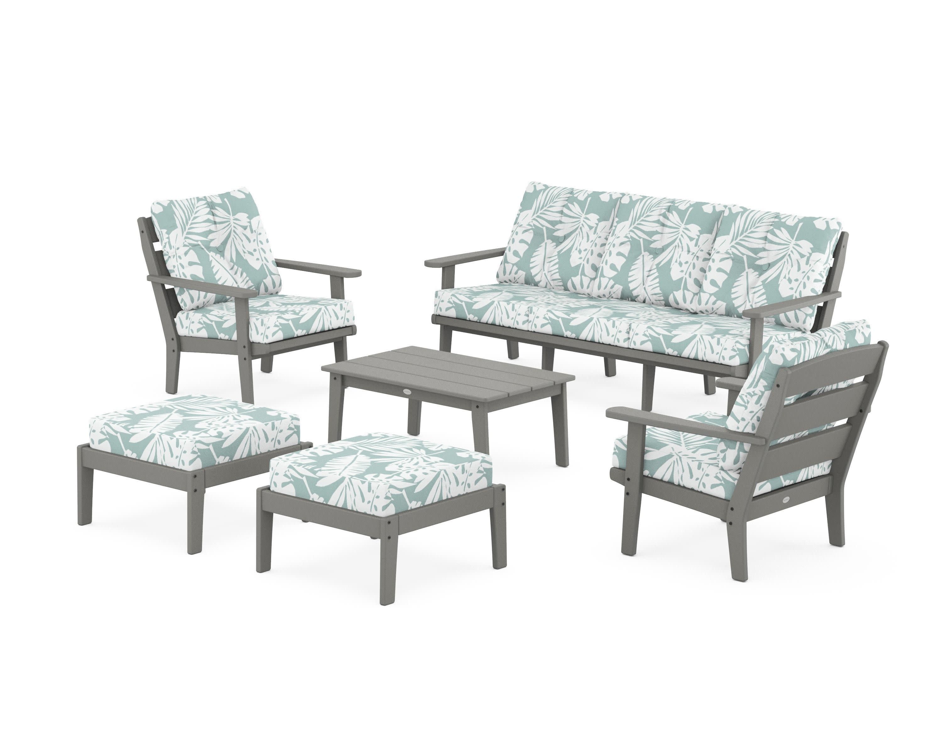 Lakeside 6-Piece Lounge Sofa Set in Slate Grey / Leaf Glacier Spa
