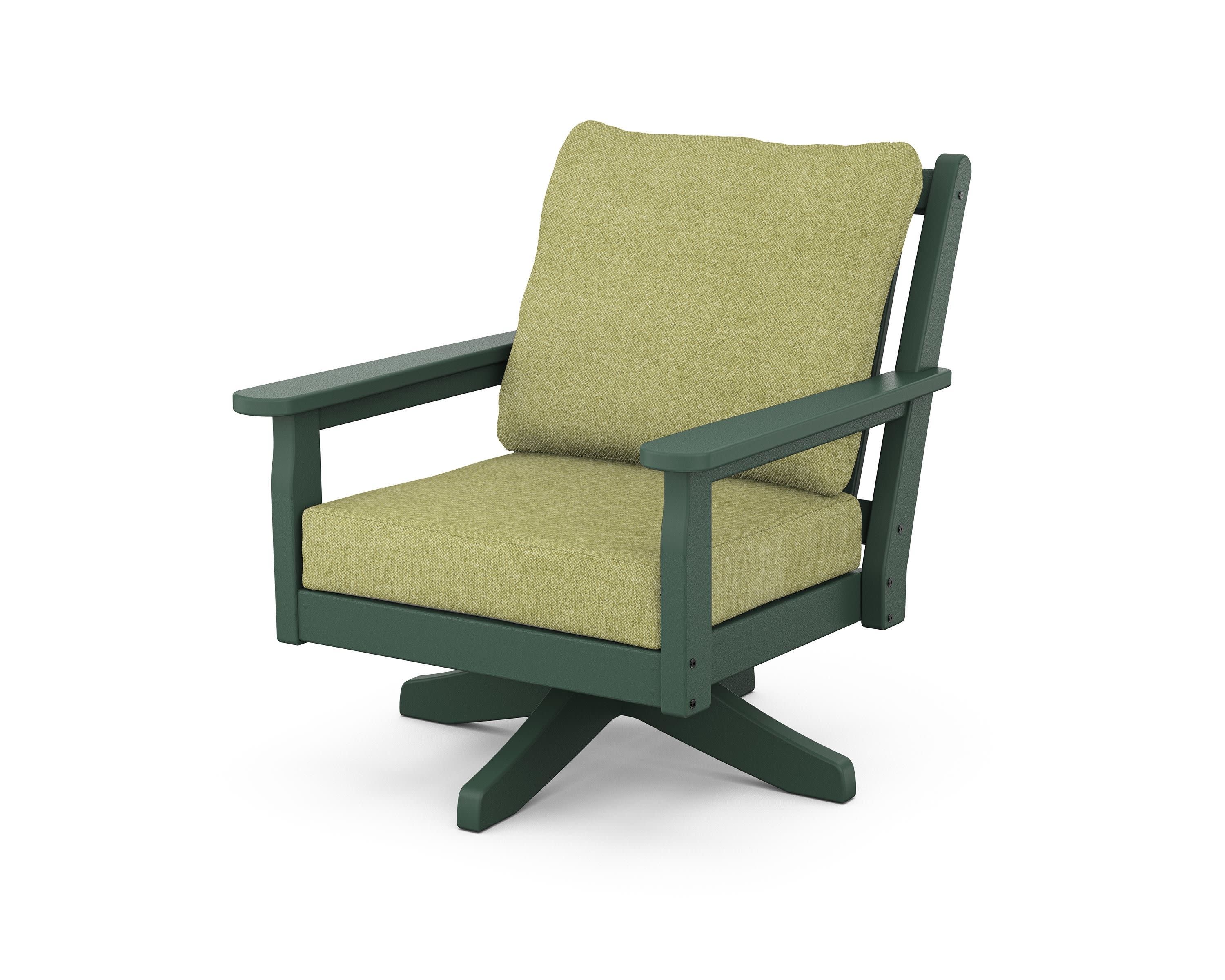 Chippendale Deep Seating Swivel Chair in Green / Chartreuse Boucle