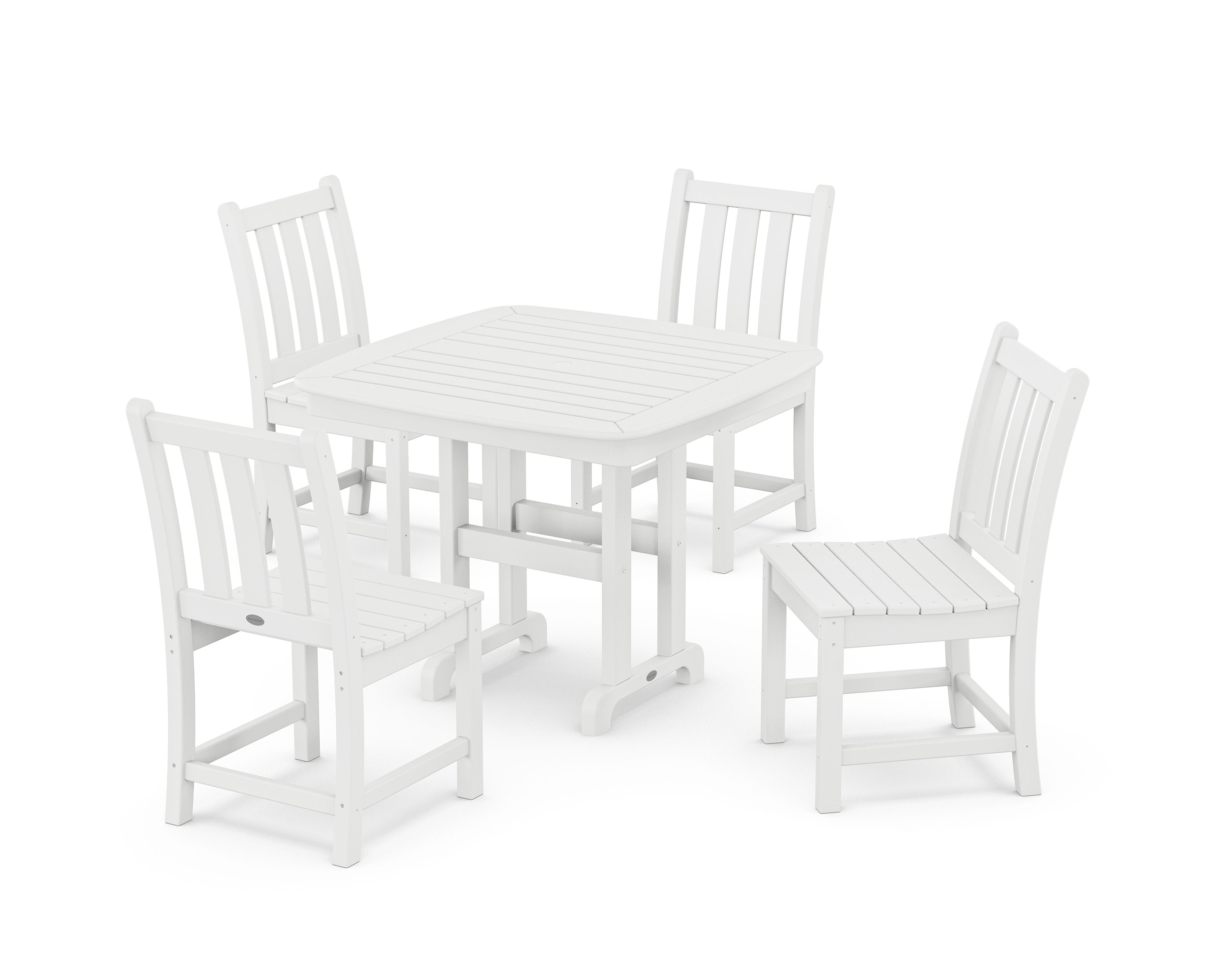 Traditional Garden Side Chair 5-Piece Dining Set in White