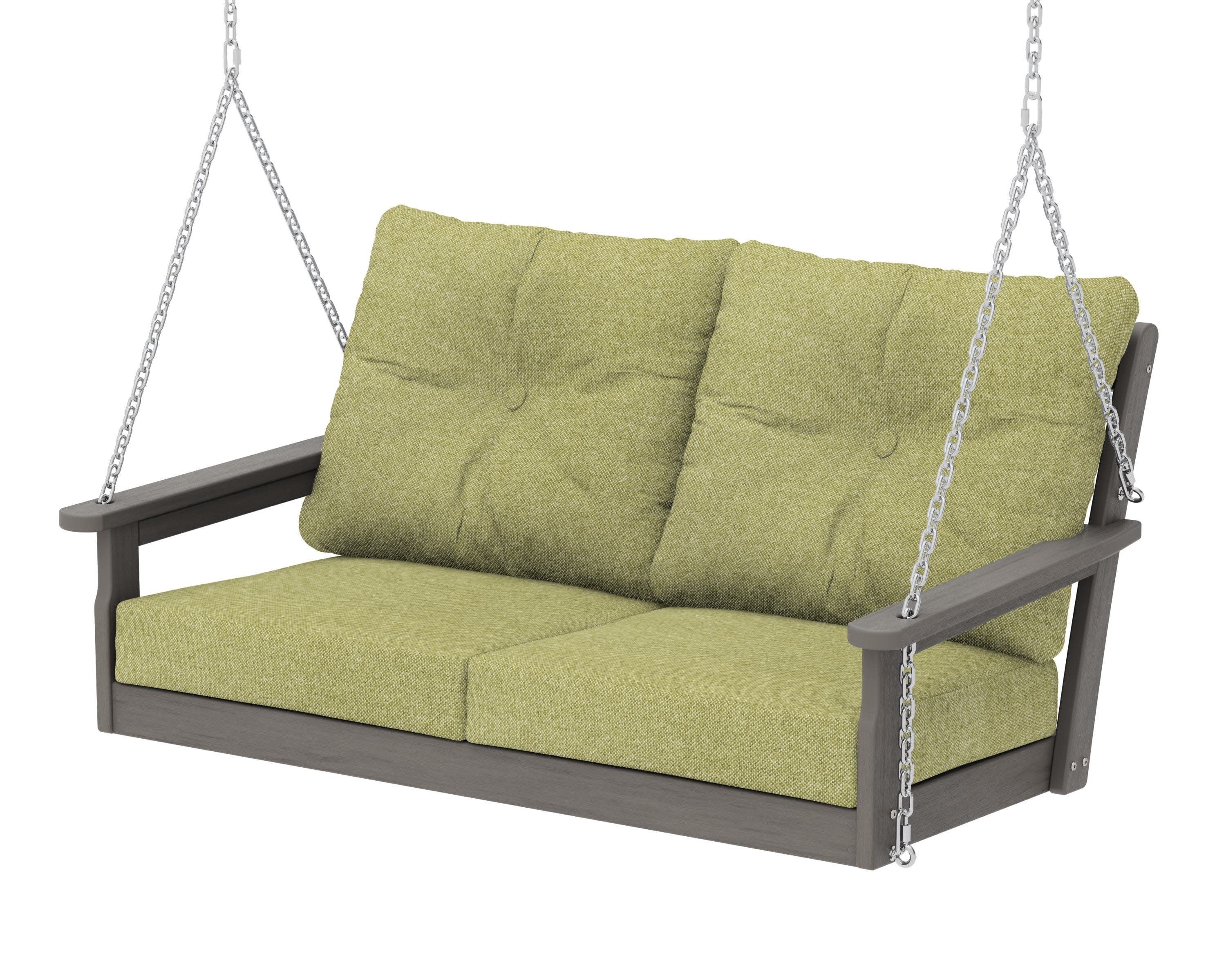 Vineyard Deep Seating Swing in Driftwood / Chartreuse Boucle