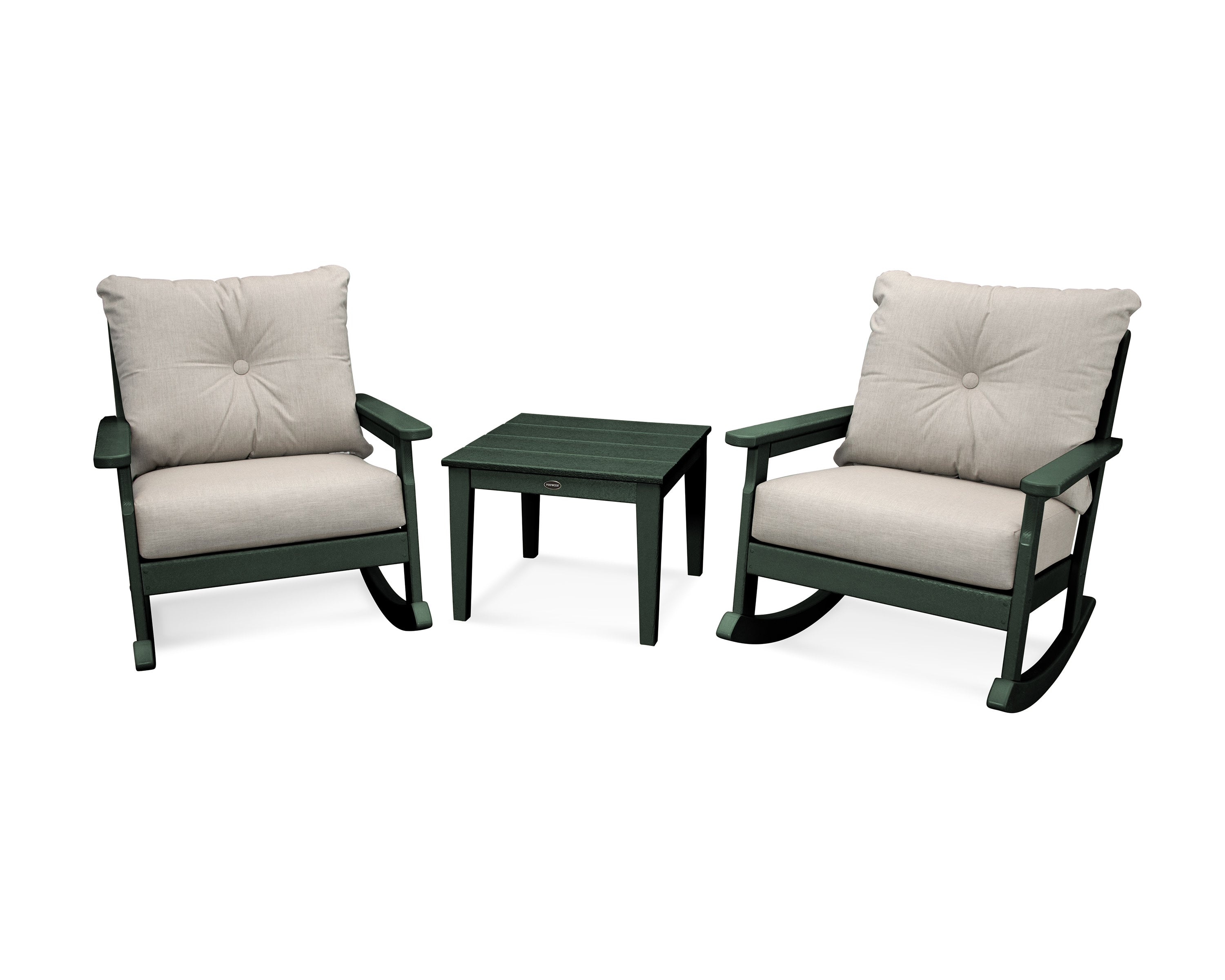 Vineyard 3-Piece Deep Seating Rocker Set in Green / Cast Ash