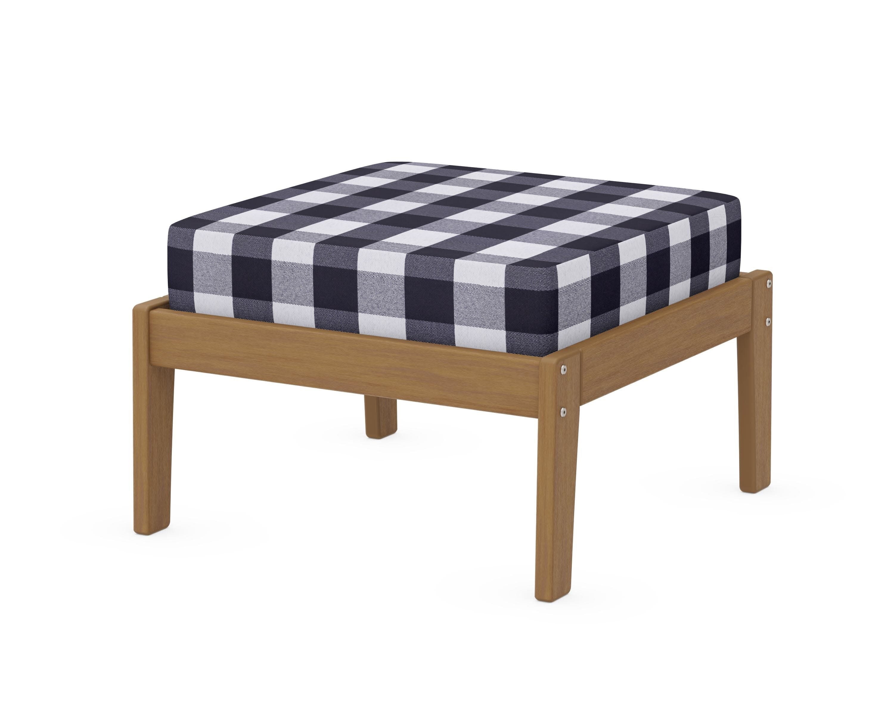 Deep Seating Ottoman in Natural / Buffalo Plaid Navy